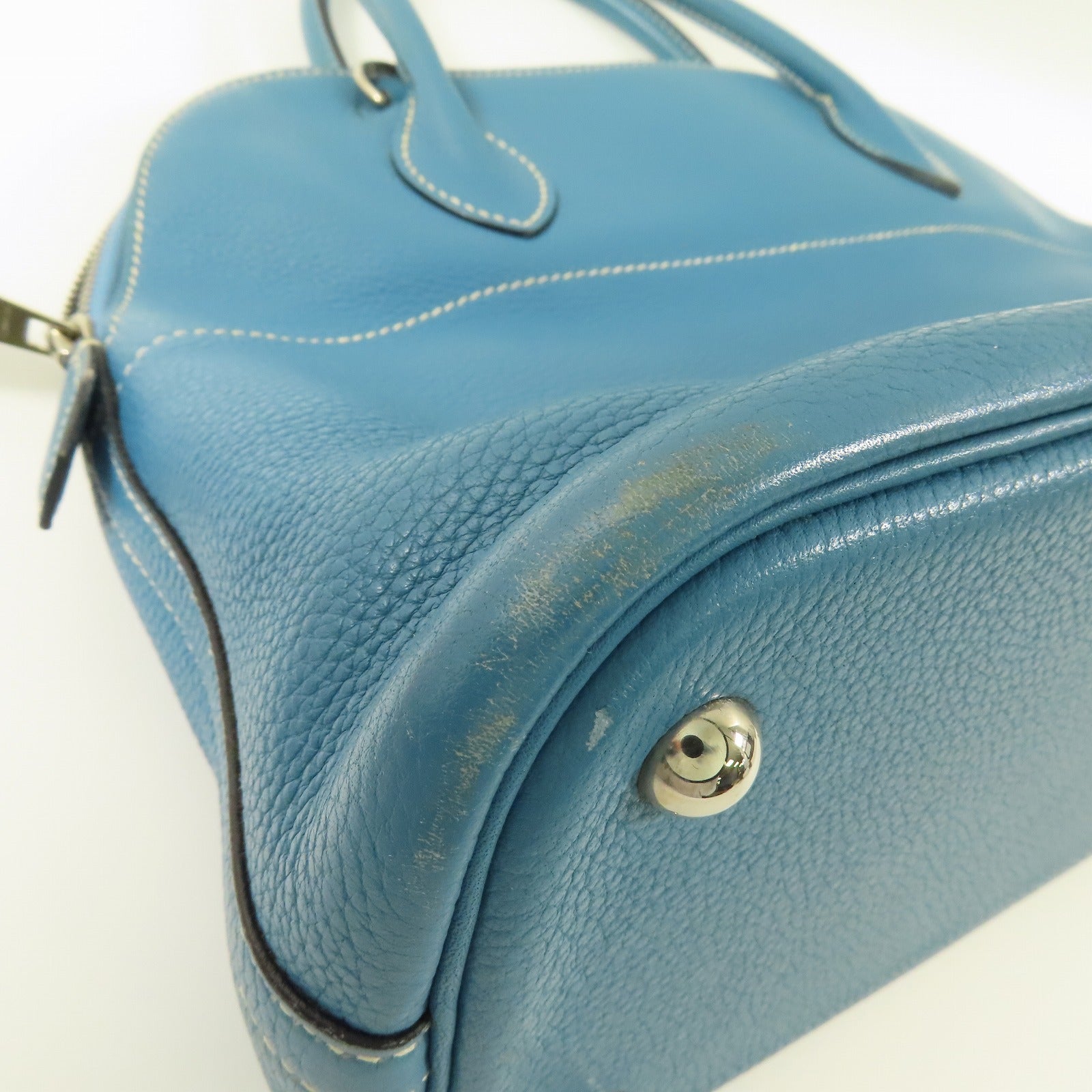 HERMES PHW Bolide 31 2way Shoulder Bag Clemence Leather Bleu Jean