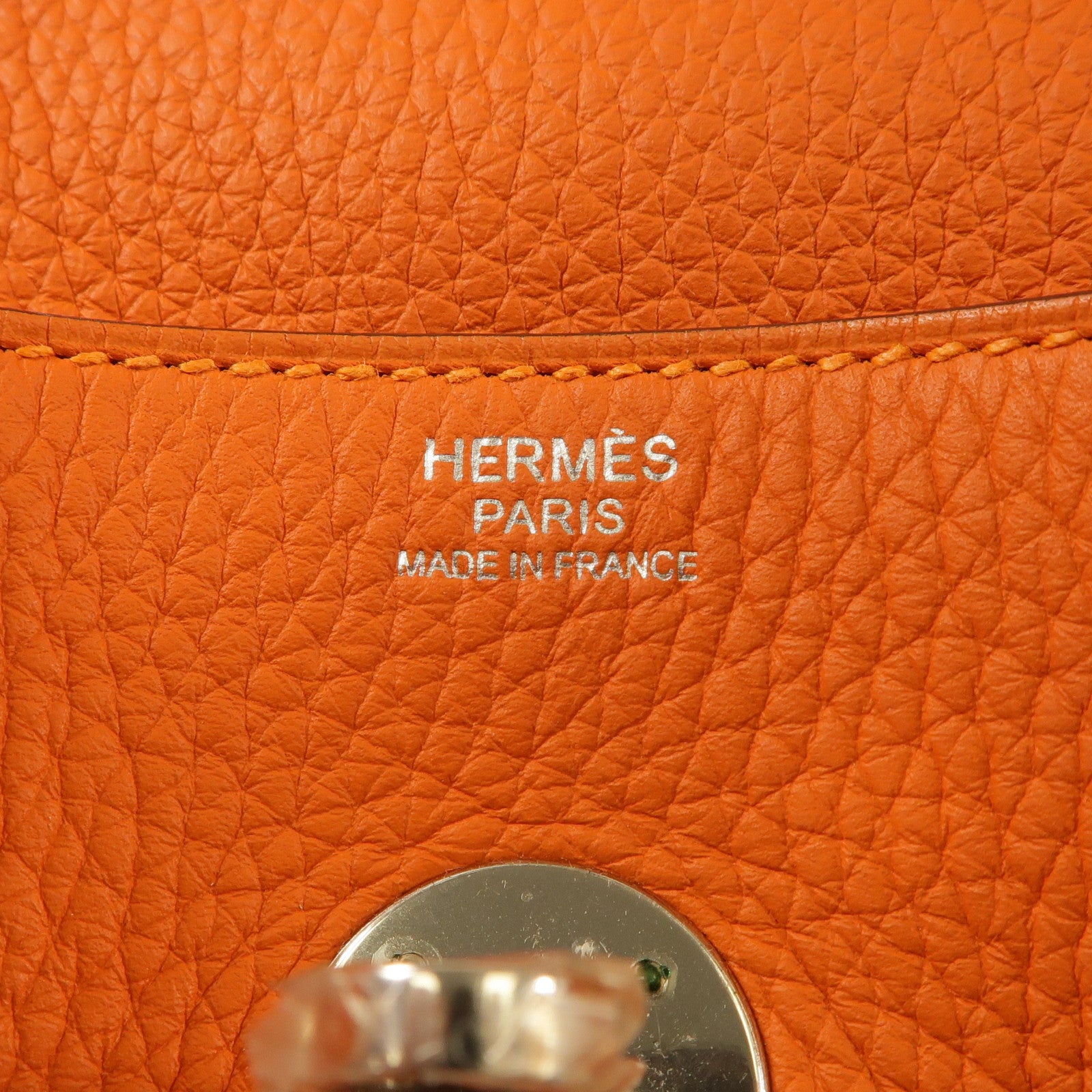 HERMES Clemence皮革Lindy 30銀扣肩背袋9J Feu
