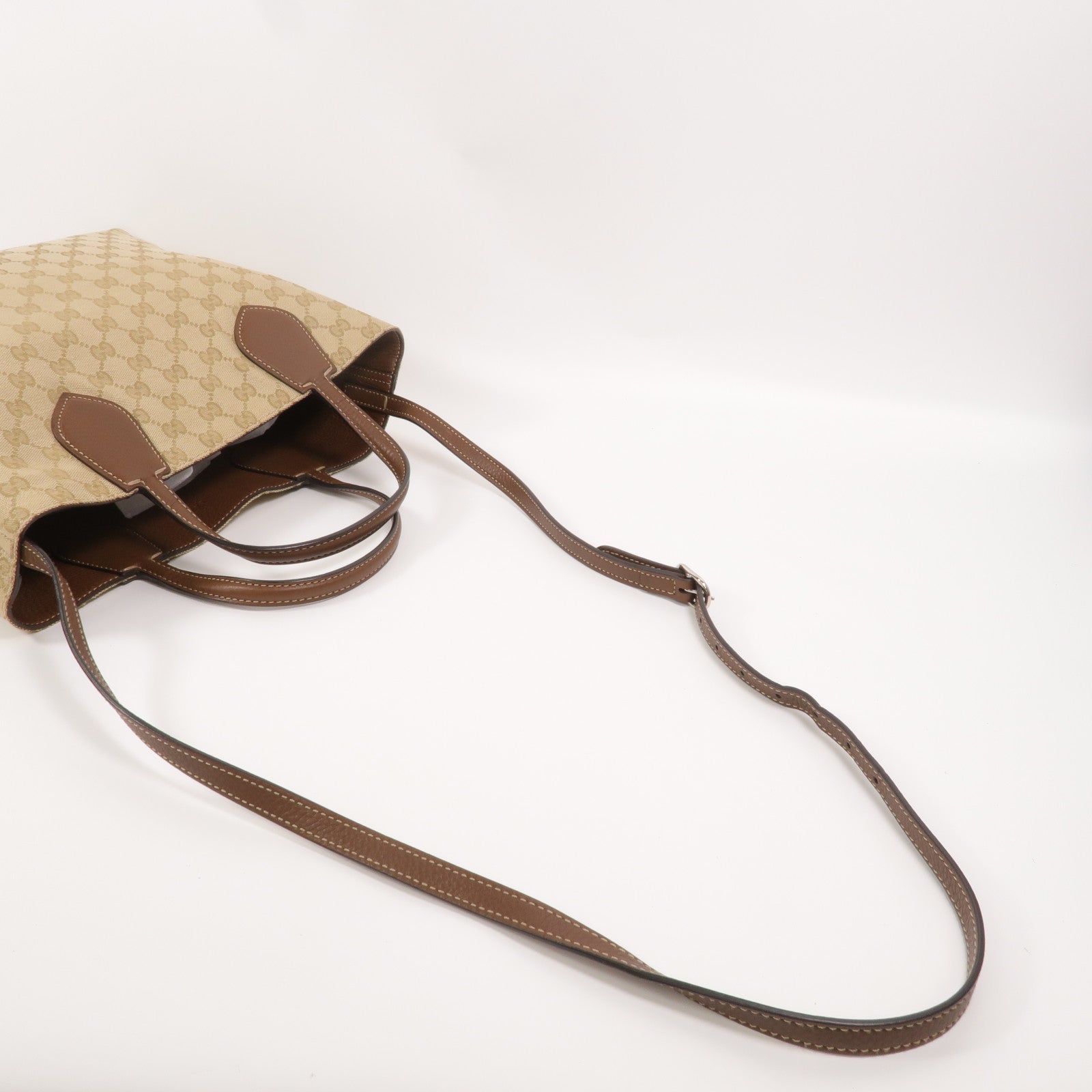GUCCI 帆布/牛皮皮革GG Reversible Ramble Tote Bag手挽肩背兩用袋