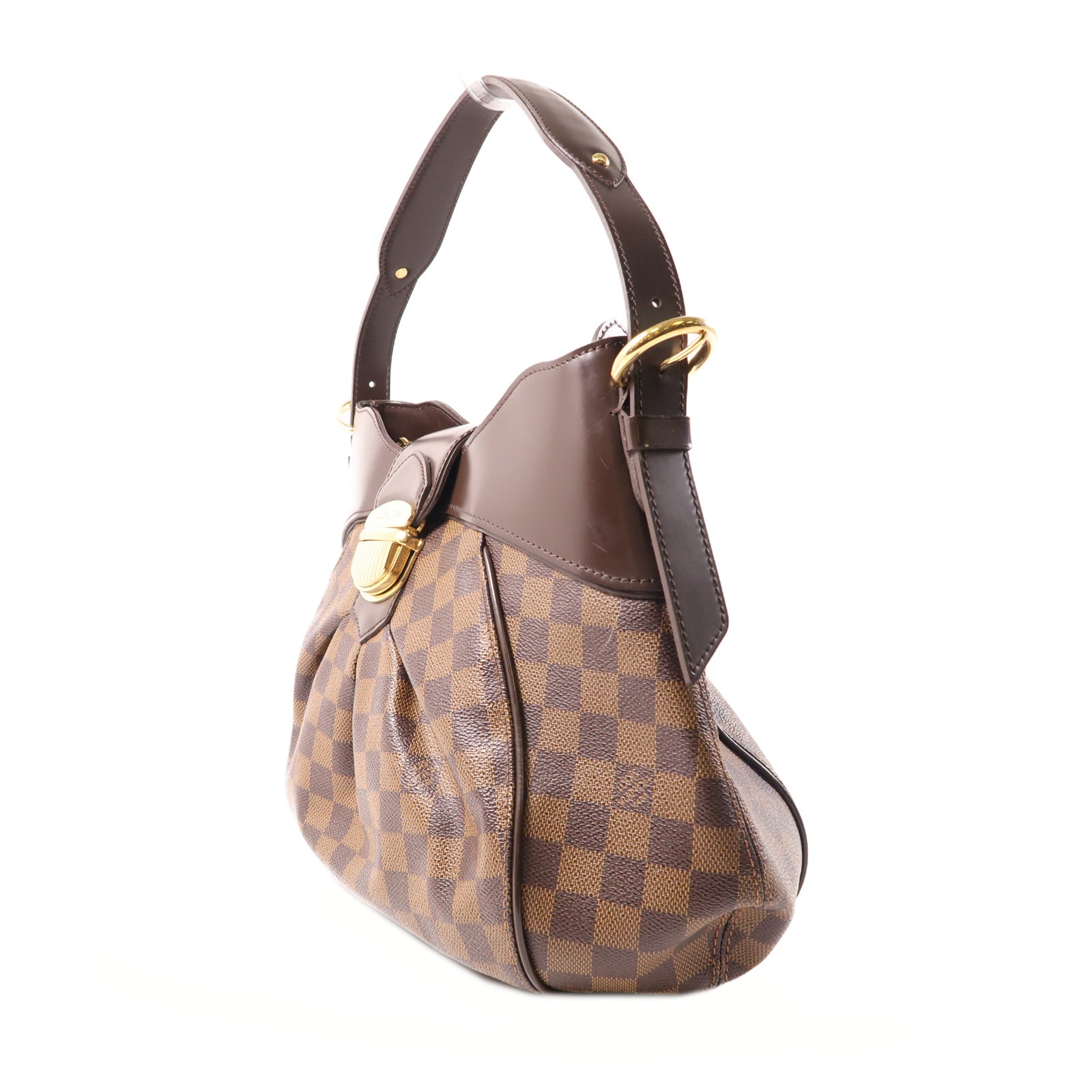 LOUIS VUITTON Damier Sistina MM金扣肩背袋棕色