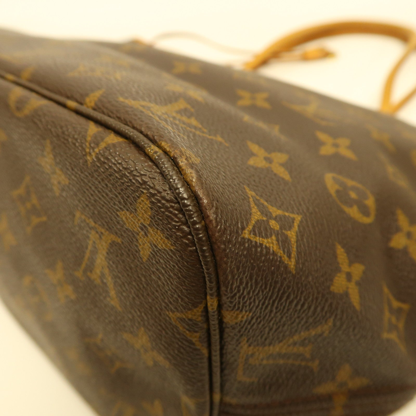 LOUIS VUITTON Monogram Neverfull MM金扣手挽袋啡色