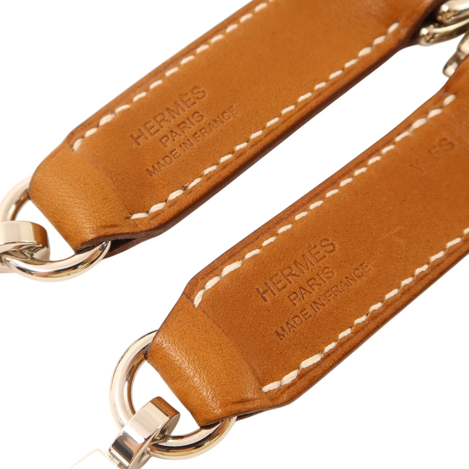 HERMES Barenia皮革Attache Soie Strap銀扣帶子Gold