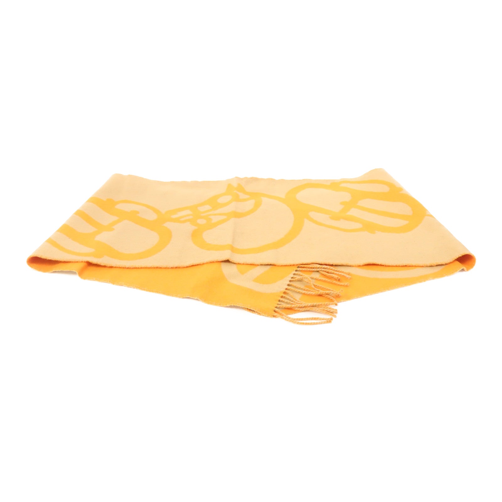 HERMES 羊絨Scarf圍巾啡色/橙色