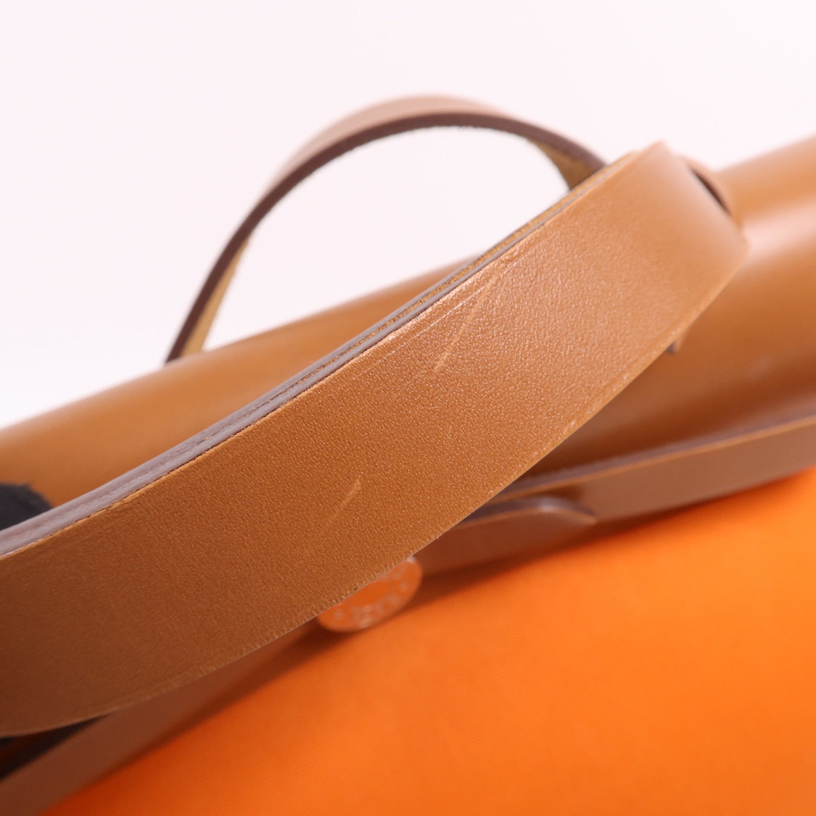 HERMES 帆布Herbag PM銀扣手挽肩背兩用袋Feu