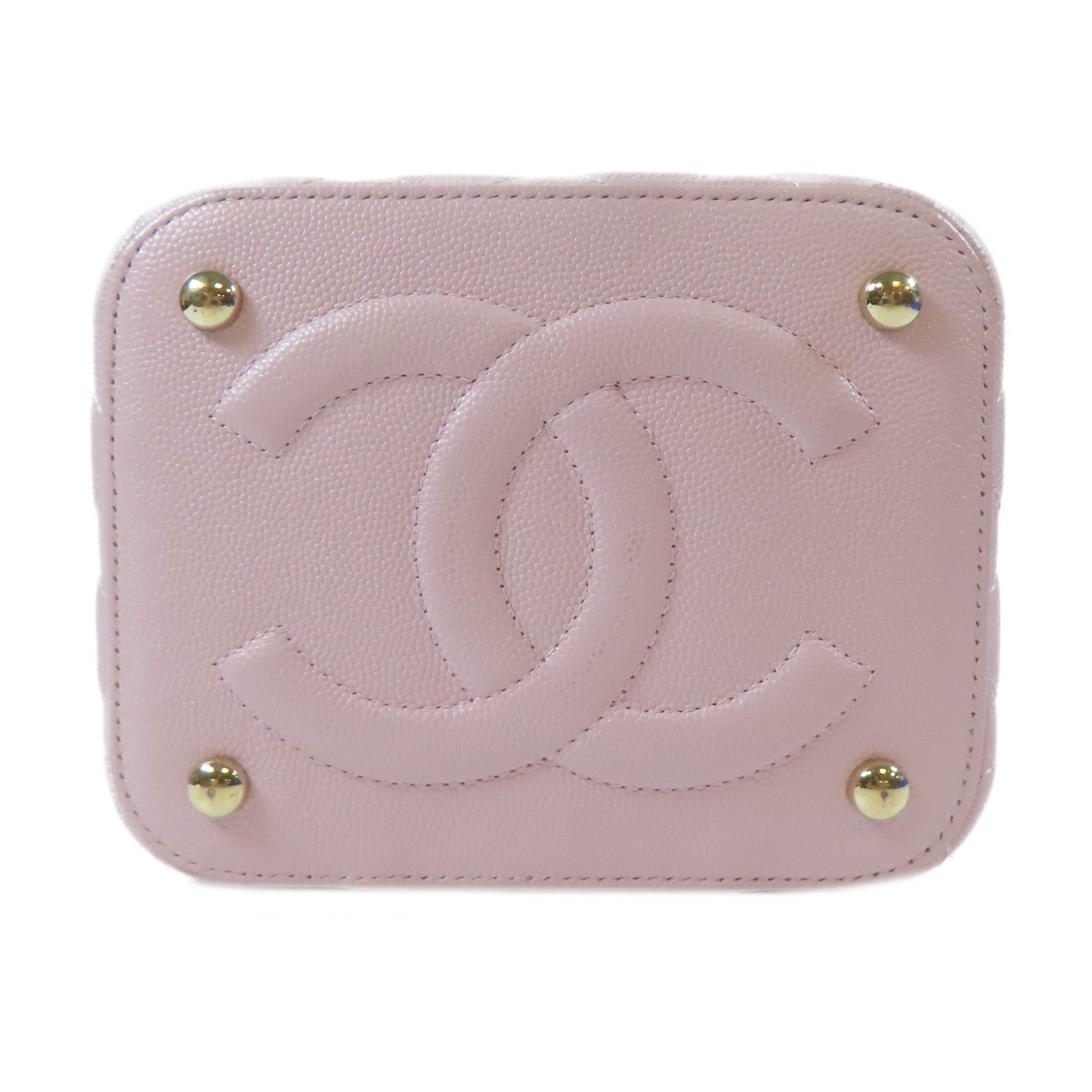 CHANEL 【激減優惠】菱格Caviar皮革Vanity Case金扣手挽肩背兩用袋粉紅色