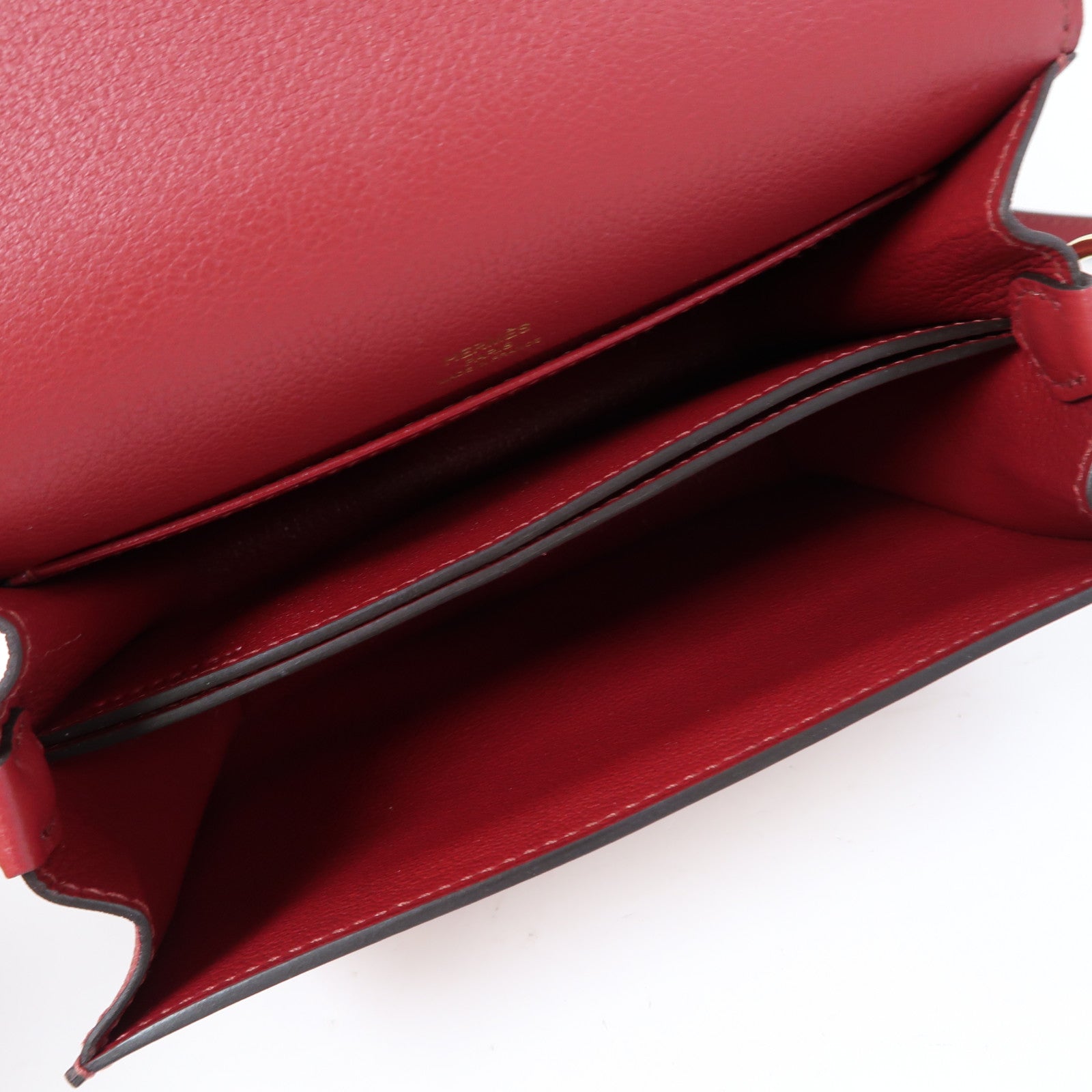 HERMES Evercolor皮革Mini Roulis金扣肩背袋Rouge Grenade/石榴紅色
