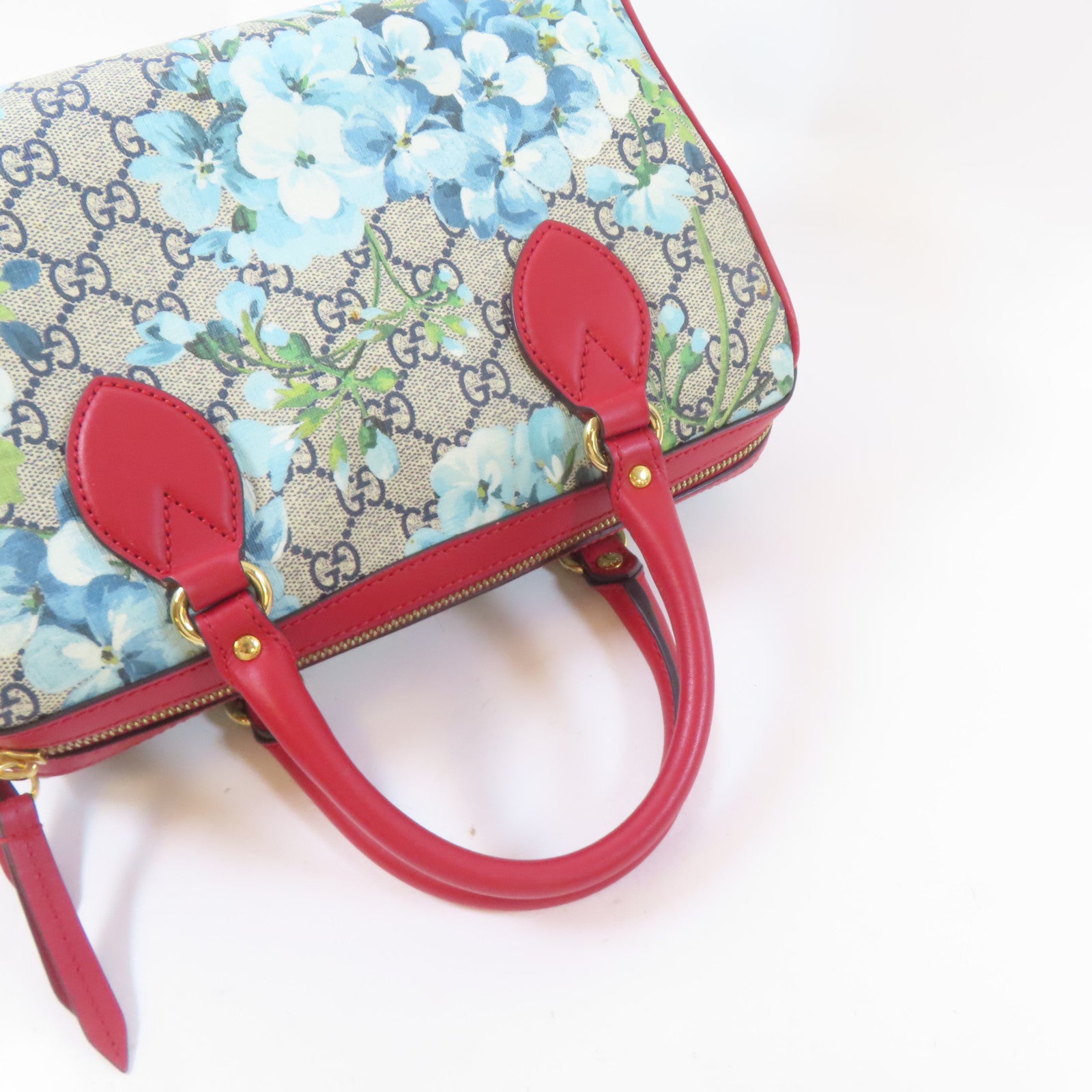 GUCCI 【激減優惠】塗層帆布Floral Blooms Small GG Supreme Monogram Boston Bag金扣手挽肩背兩用袋啡色/紅色