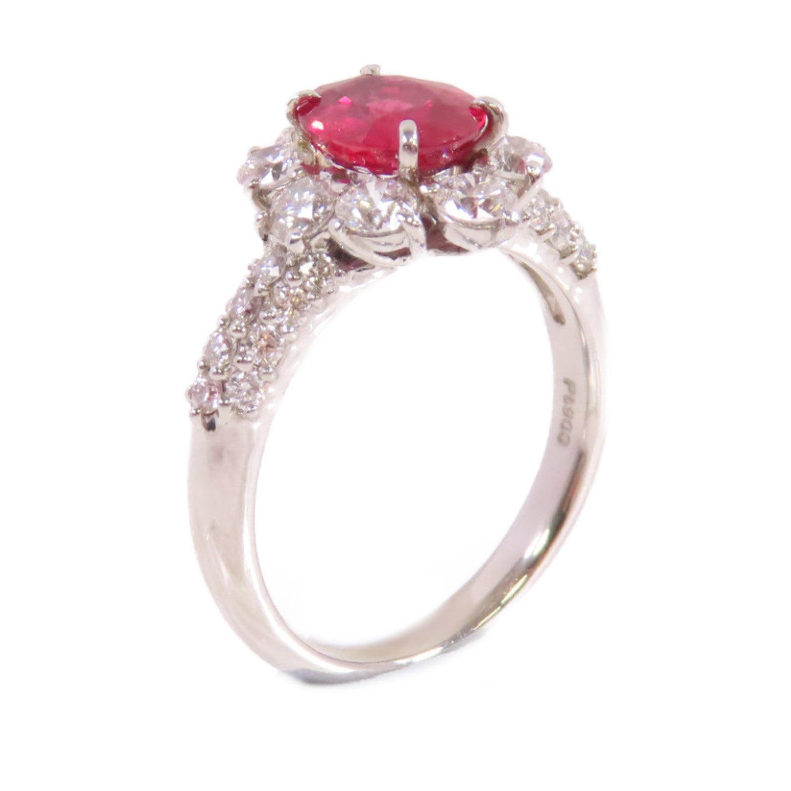 JEWELRY 【激減優惠】PT900鉑金/1.87ct紅寶石/1.24ct鑚石Ruby Diamond Ring戒指US#6.5