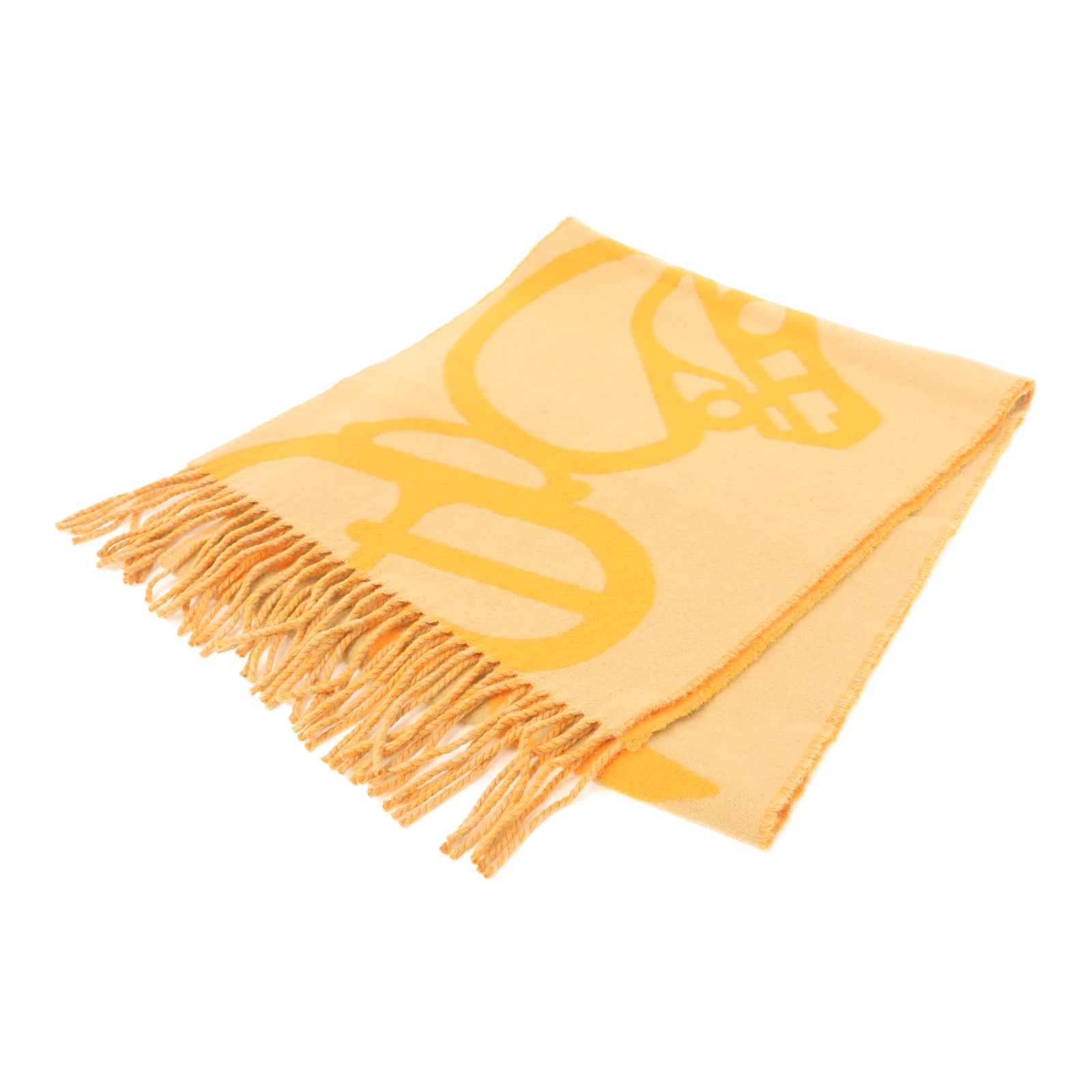 HERMES 羊絨Scarf圍巾啡色/橙色