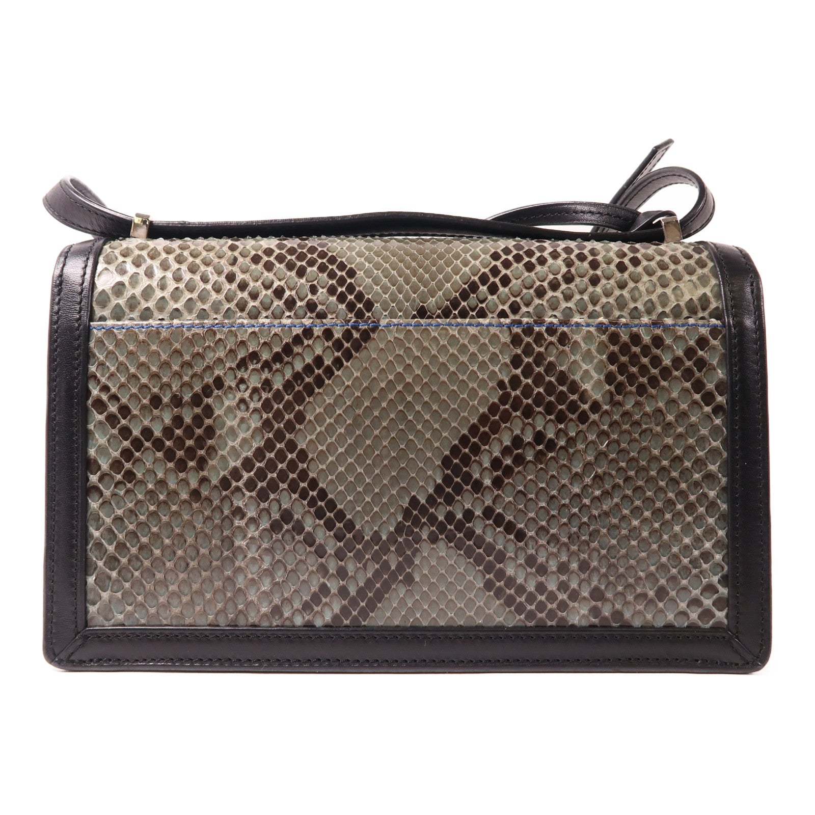 LOEWE 蛇皮皮革Barcelona銀扣肩背袋