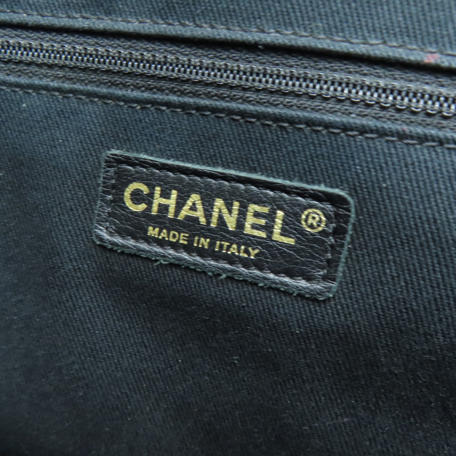 CHANEL twill cowhide leather Tote Bag gold buckle handle bag black