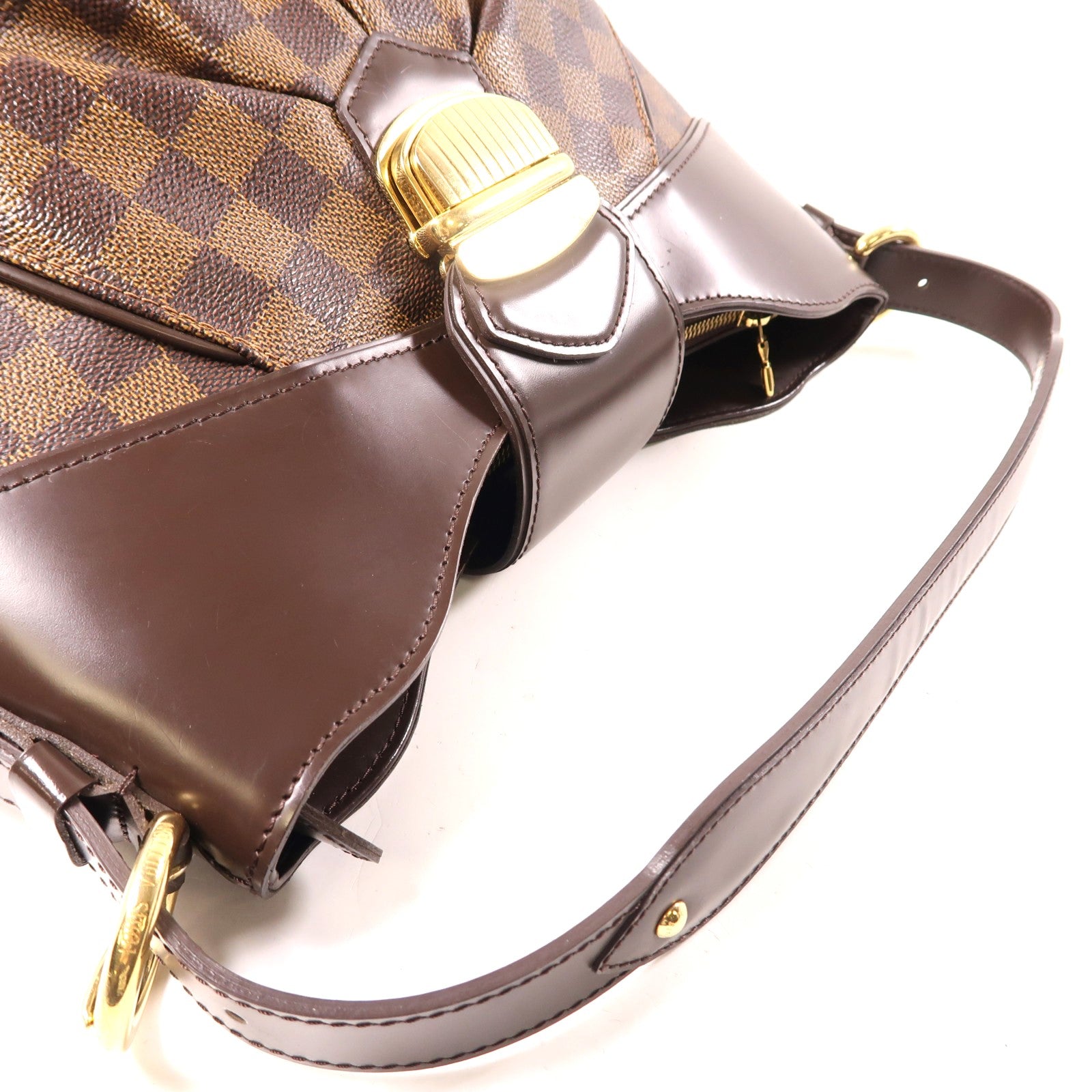 LOUIS VUITTON Damier Sistina MM金扣肩背袋棕色