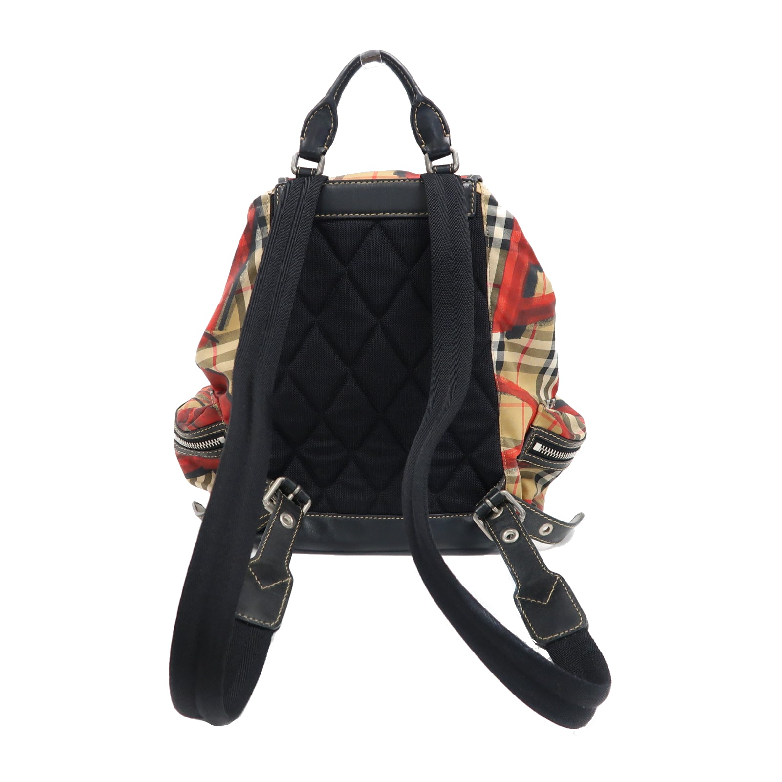 BURBERRY 帆布Backpack銀扣背包紅色/啡色