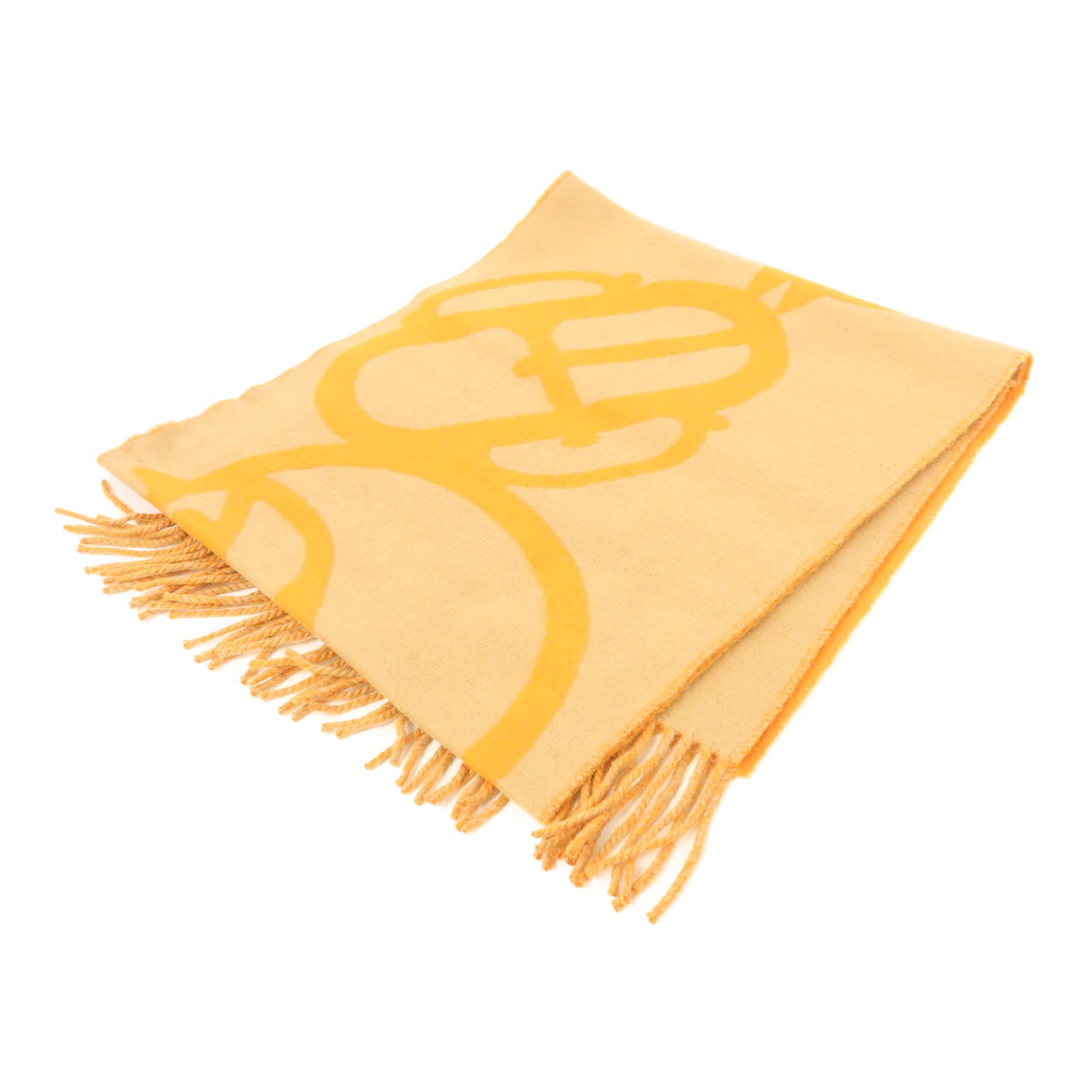 HERMES 羊絨Scarf圍巾啡色/橙色