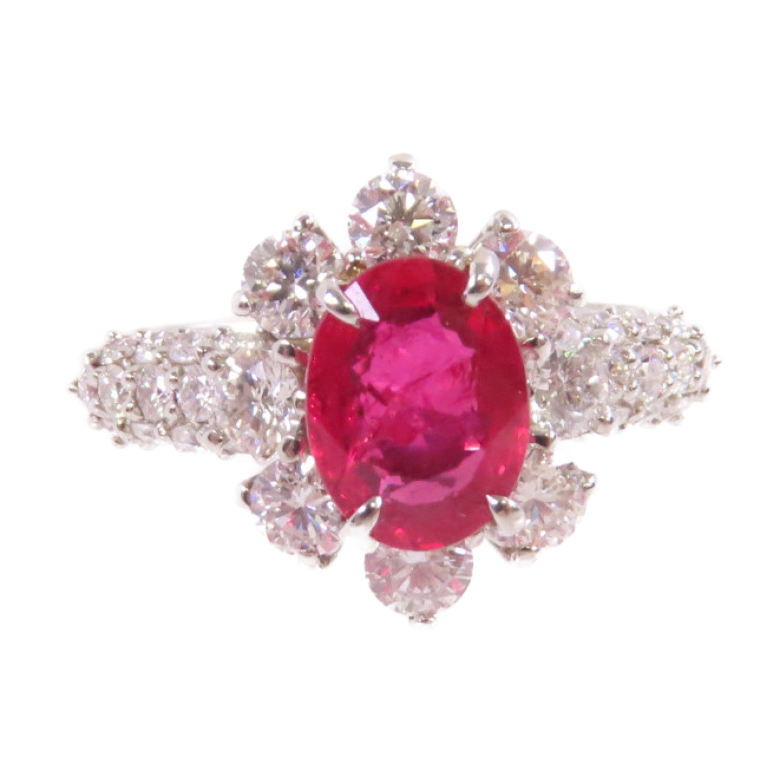 JEWELRY 【激減優惠】PT900鉑金/1.87ct紅寶石/1.24ct鑚石Ruby Diamond Ring戒指US#6.5