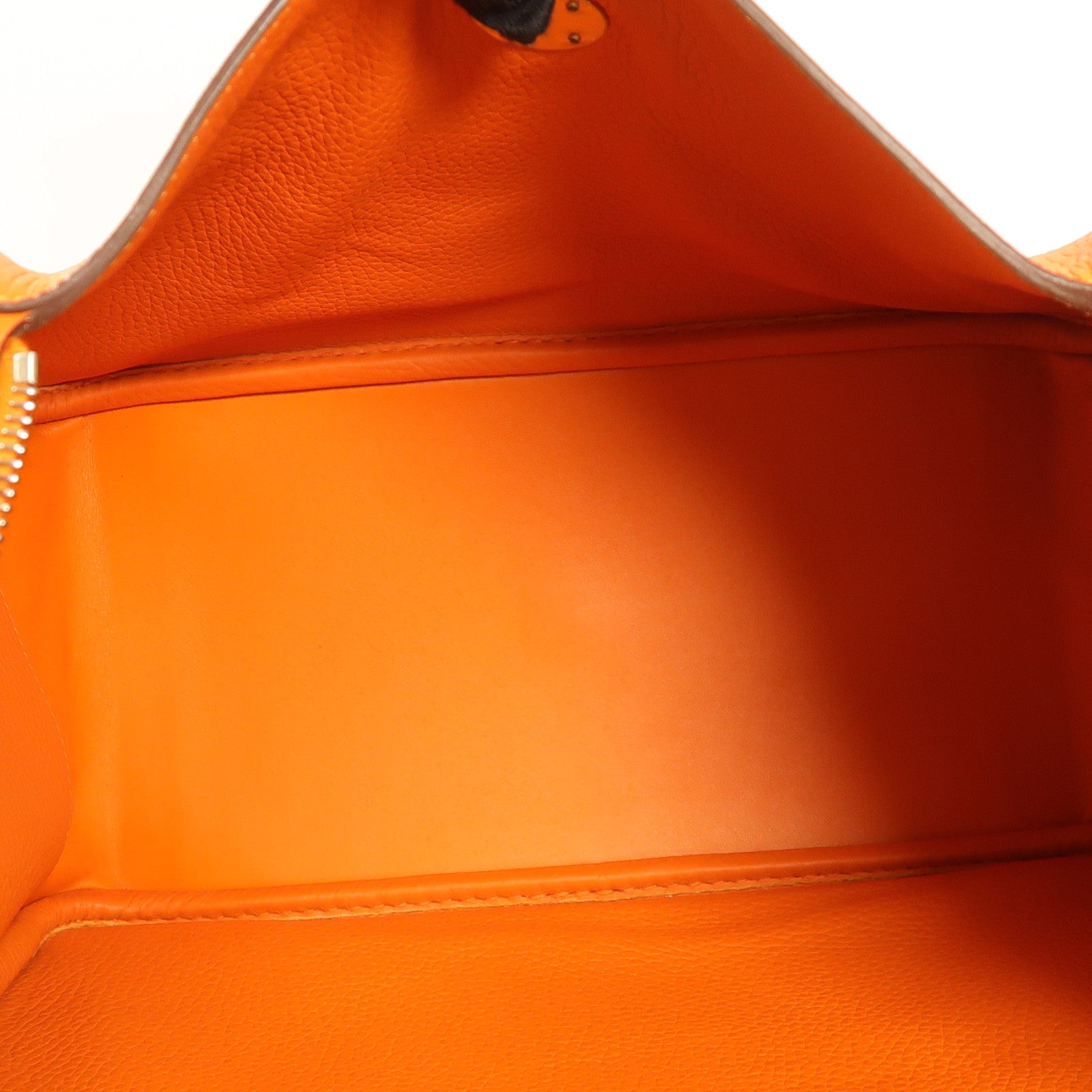 HERMES Clemence皮革Lindy 30銀扣肩背袋9J Feu