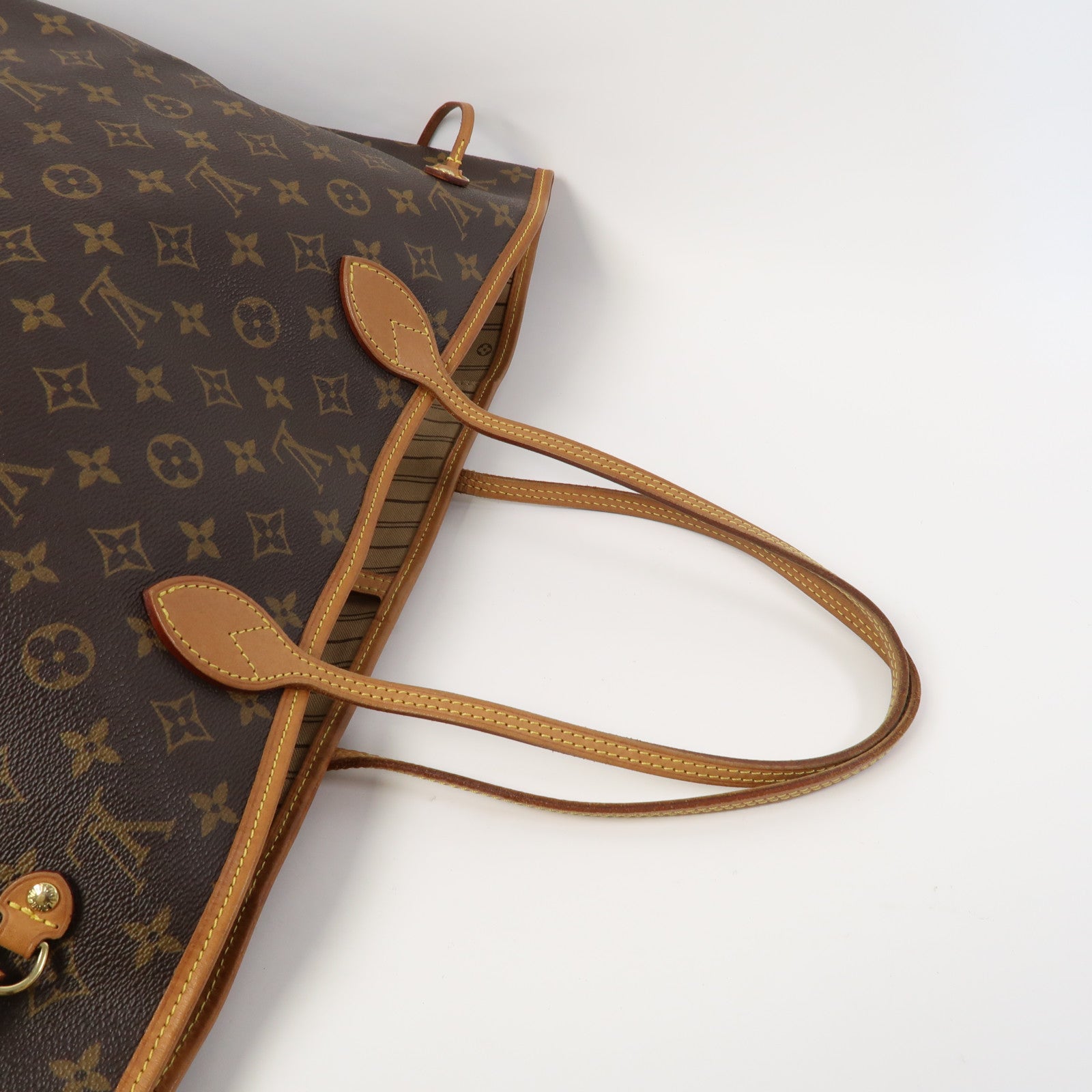 LOUIS VUITTON Monogram Neverfull GM金扣手挽袋啡色