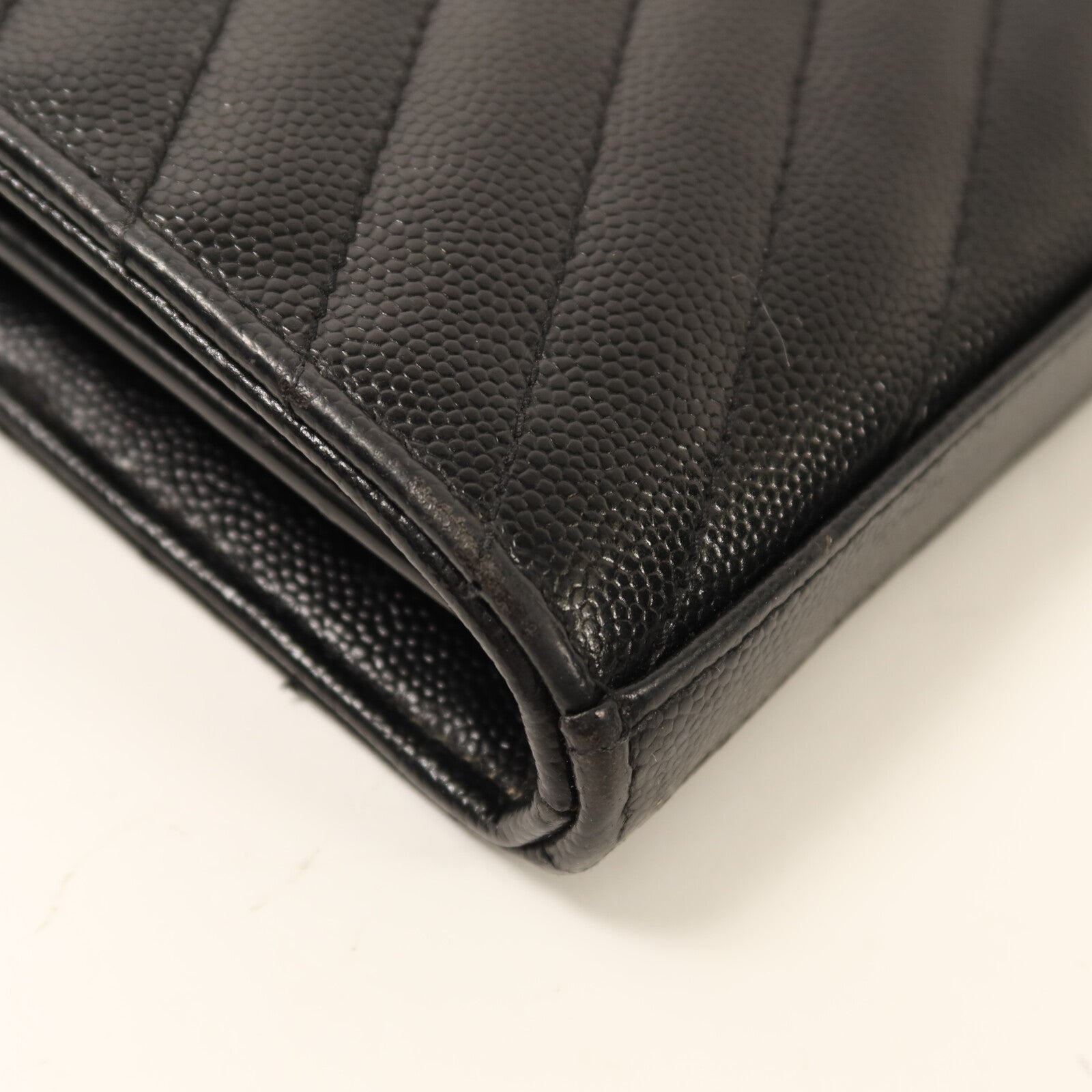 YVES SAINT LAURENT 牛皮皮革Shoulder Bag銀扣鏈帶肩背袋