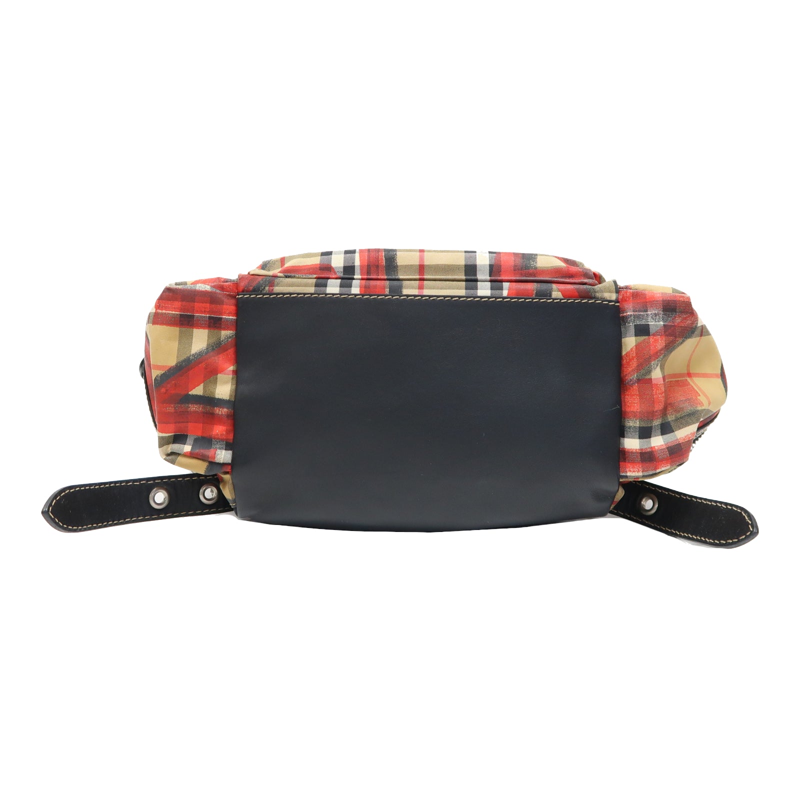 BURBERRY 帆布Backpack銀扣背包紅色/啡色