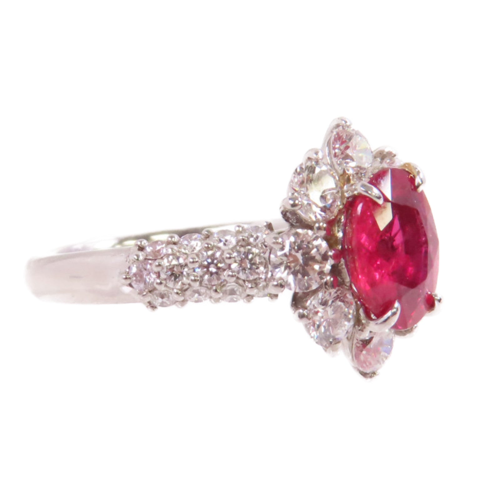JEWELRY 【激減優惠】PT900鉑金/1.87ct紅寶石/1.24ct鑚石Ruby Diamond Ring戒指US#6.5