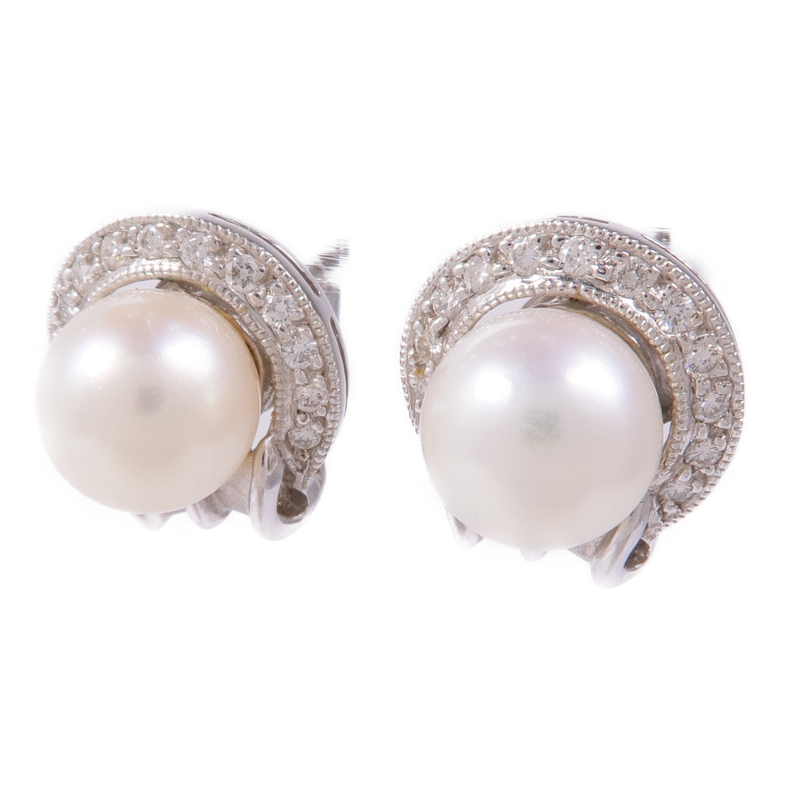 JEWELRY 【激減優惠】18K白金Pearl/Diamond Earrings珍珠/鑽石耳環