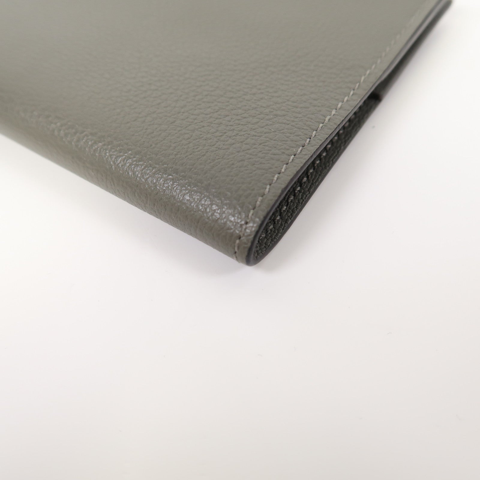 HERMES Evercolor皮革R.M.S Passport Holder銀扣護照套灰色