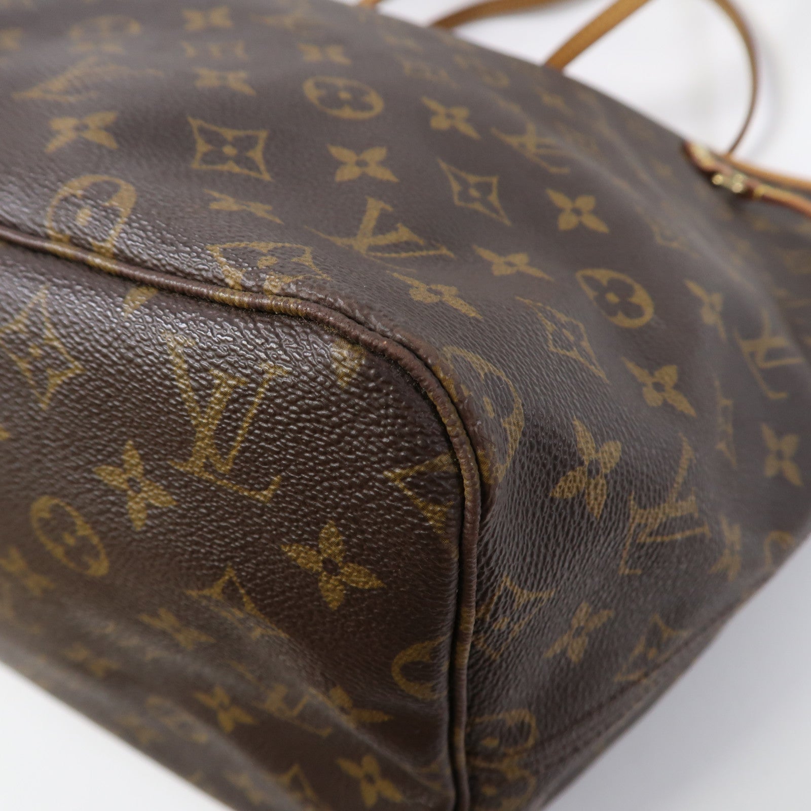 LOUIS VUITTON Monogram Neverfull GM金扣手挽袋啡色