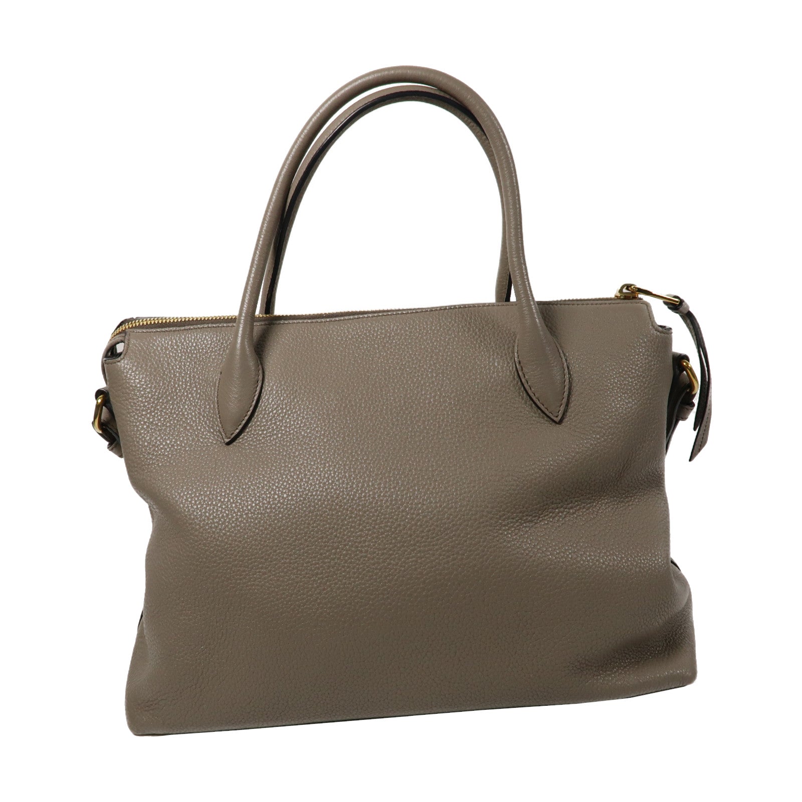 PRADA 皮革2 Way Shoulder金扣手挽肩背兩用袋啡色