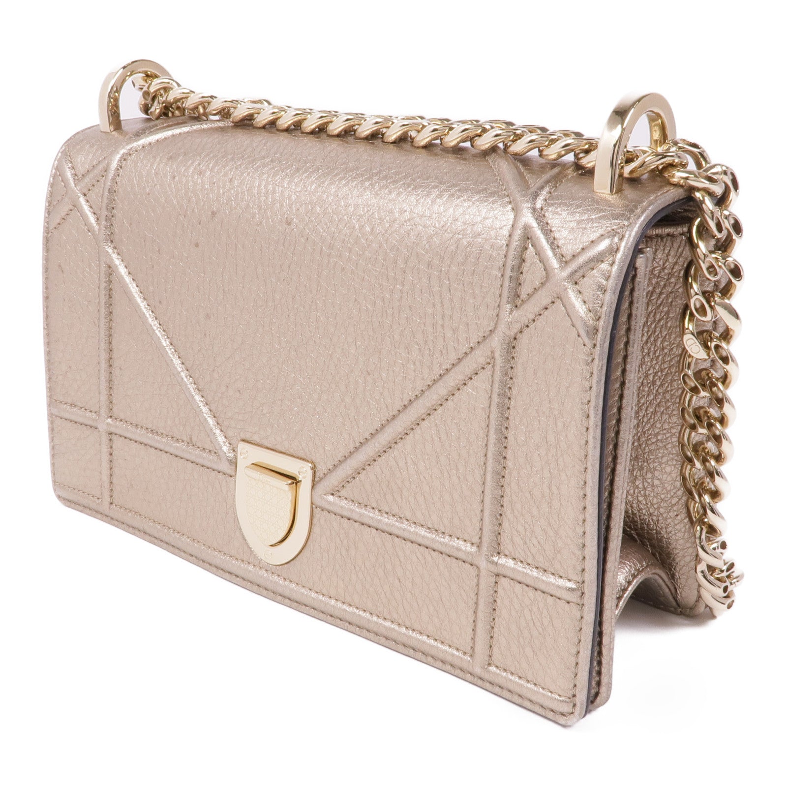 Dior 牛皮皮革Diorama金扣鏈帶肩背袋