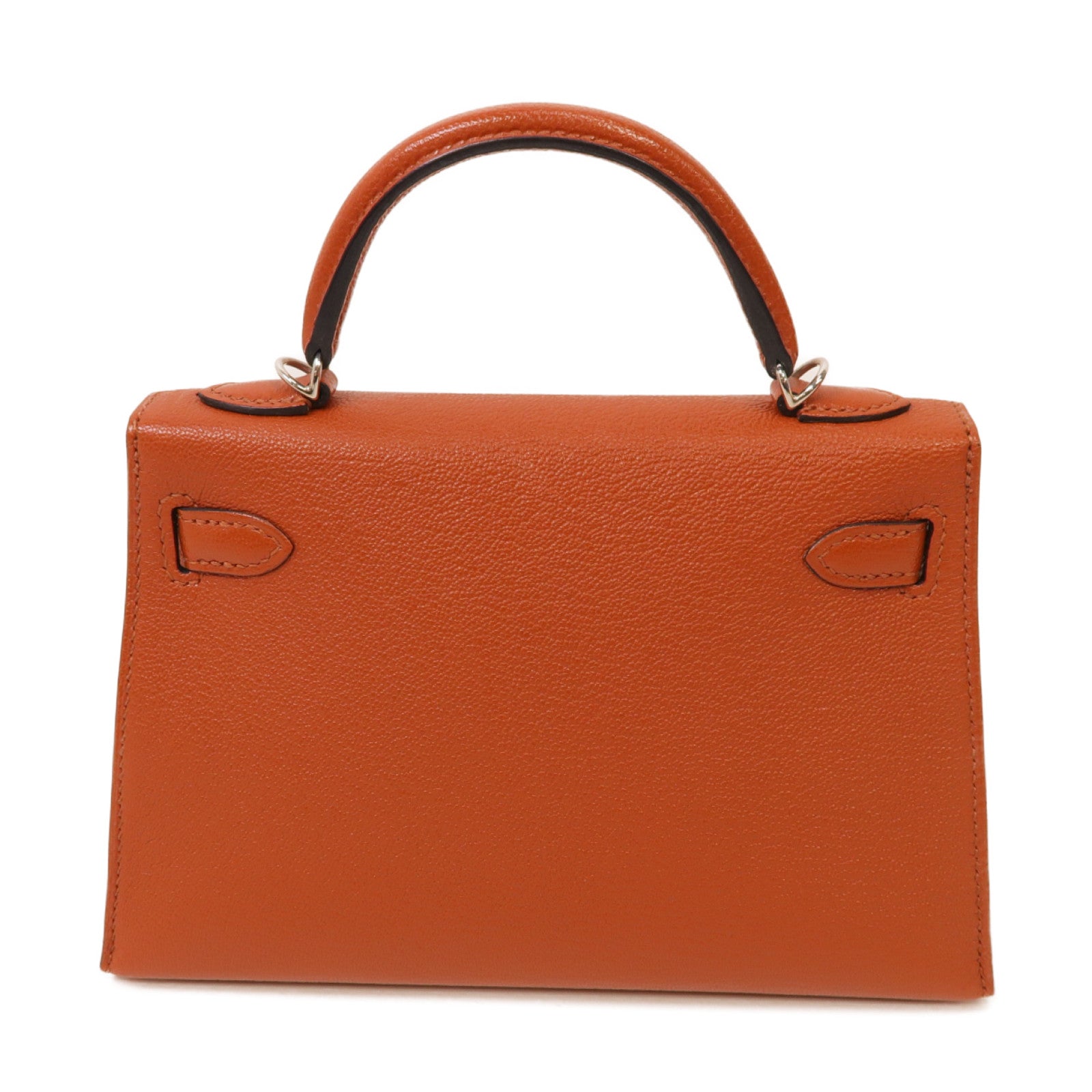 HERMES 【激減優惠】Chevre皮革Mini Kelly II銀扣手挽肩背兩用袋啡色