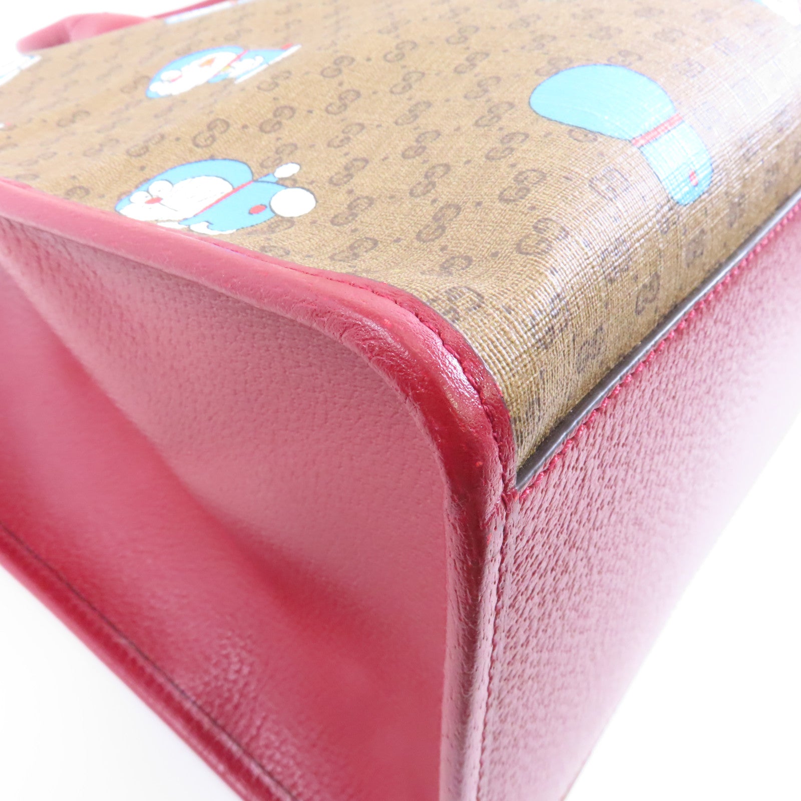 GUCCI 塗層帆布Doraemon 2 Way Tote金扣手挽肩背兩用袋啡色/紅色
