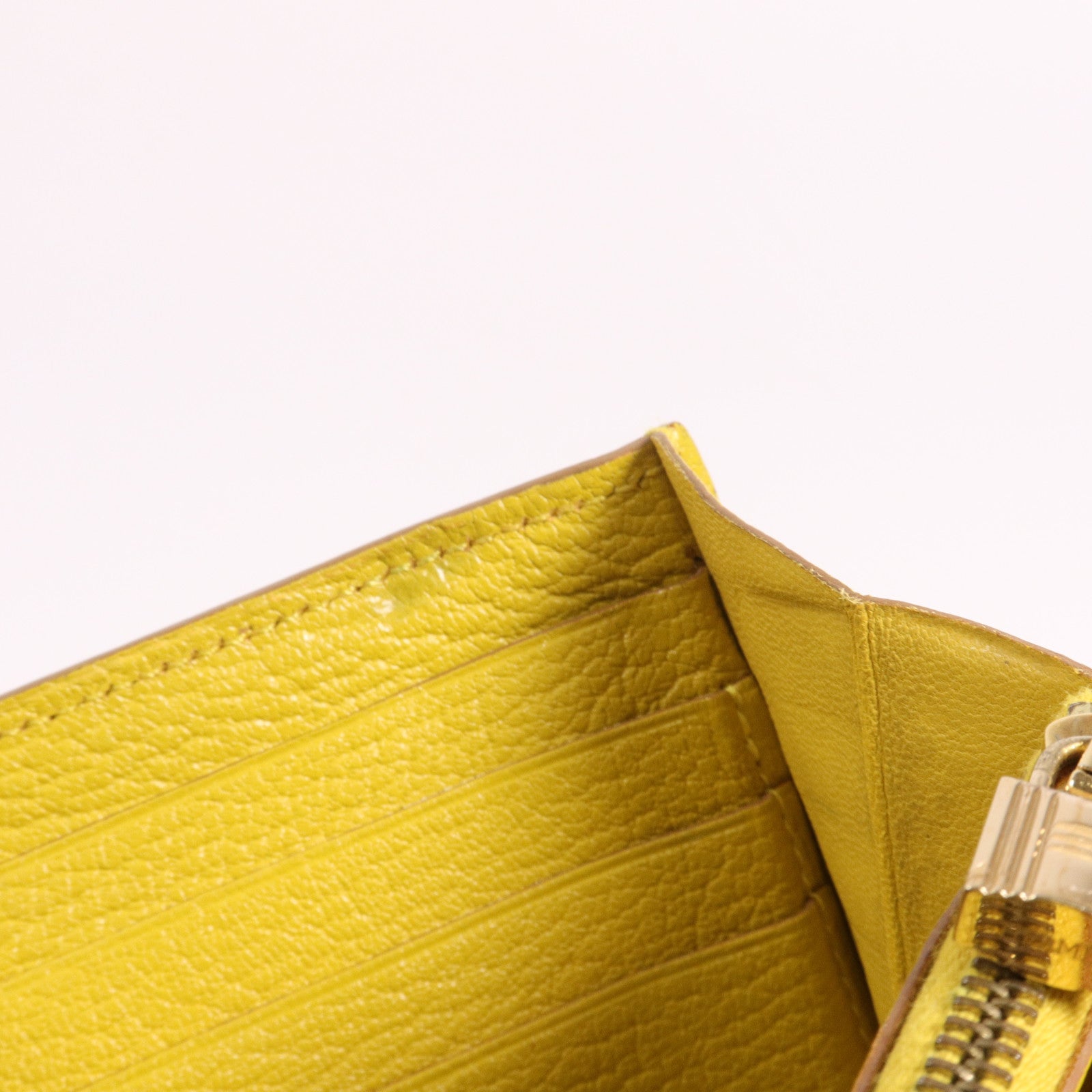 HERMES Chevre皮革Kelly Wallet長錢包Jaune Ambre