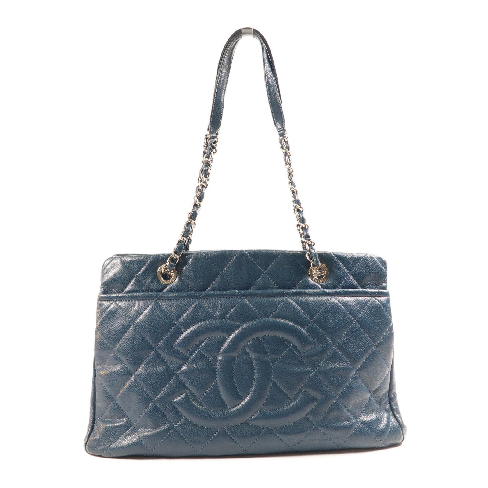 CHANEL 牛皮皮革Shoulder Bag銀扣肩背袋
