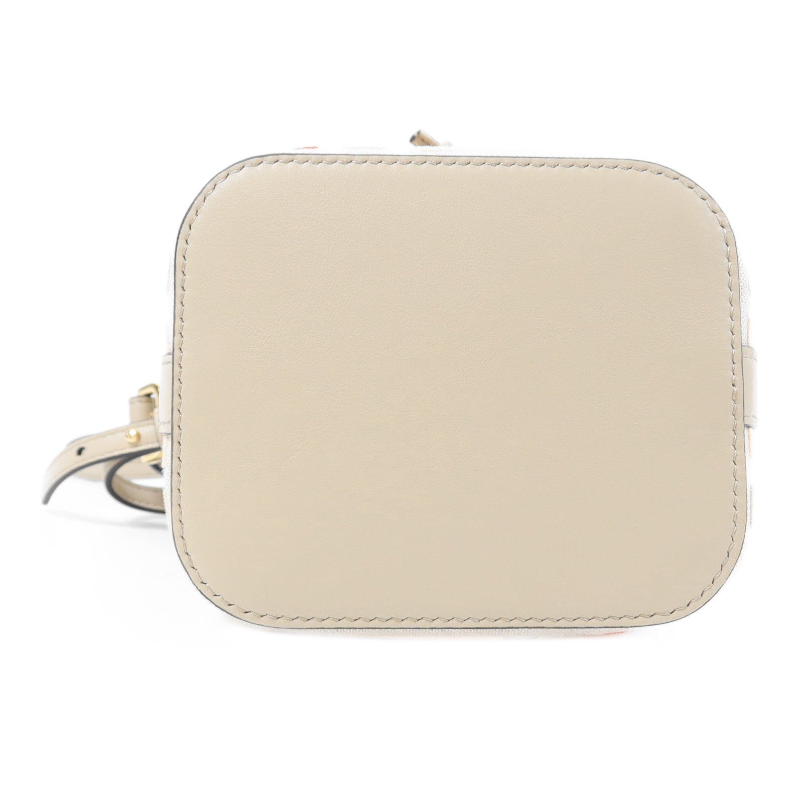 FENDI GHW Mini Mon Tresor 2 Way Shoulder Handbag Canvas/Calfskin Grey/Beige/Pink