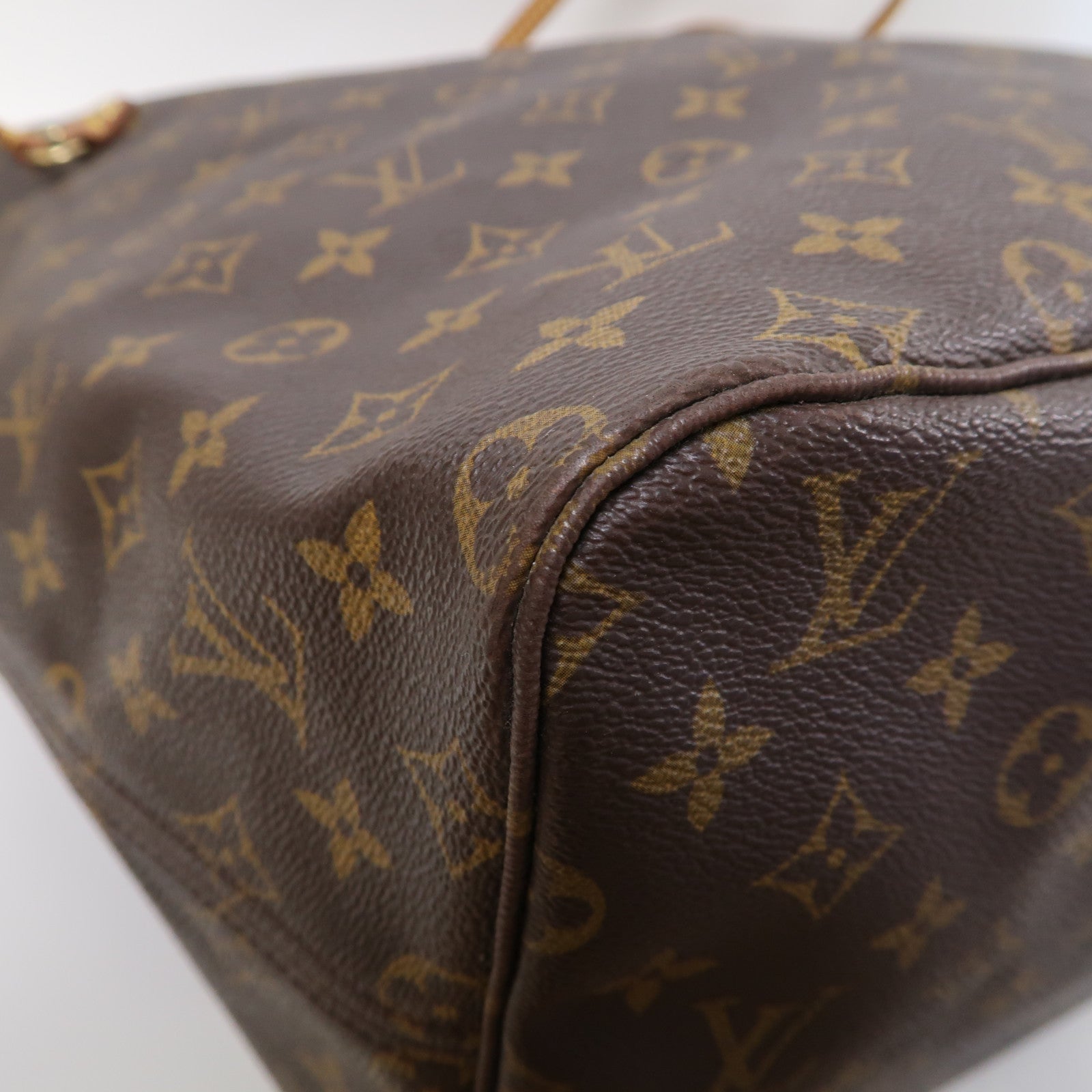 LOUIS VUITTON Monogram Neverfull GM金扣手挽袋啡色