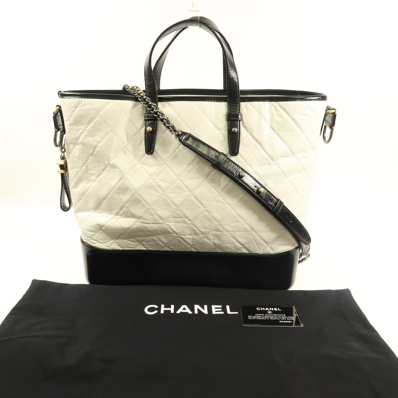 CHANEL 牛皮皮革Gabrielle銀扣/金扣手挽肩背兩用袋