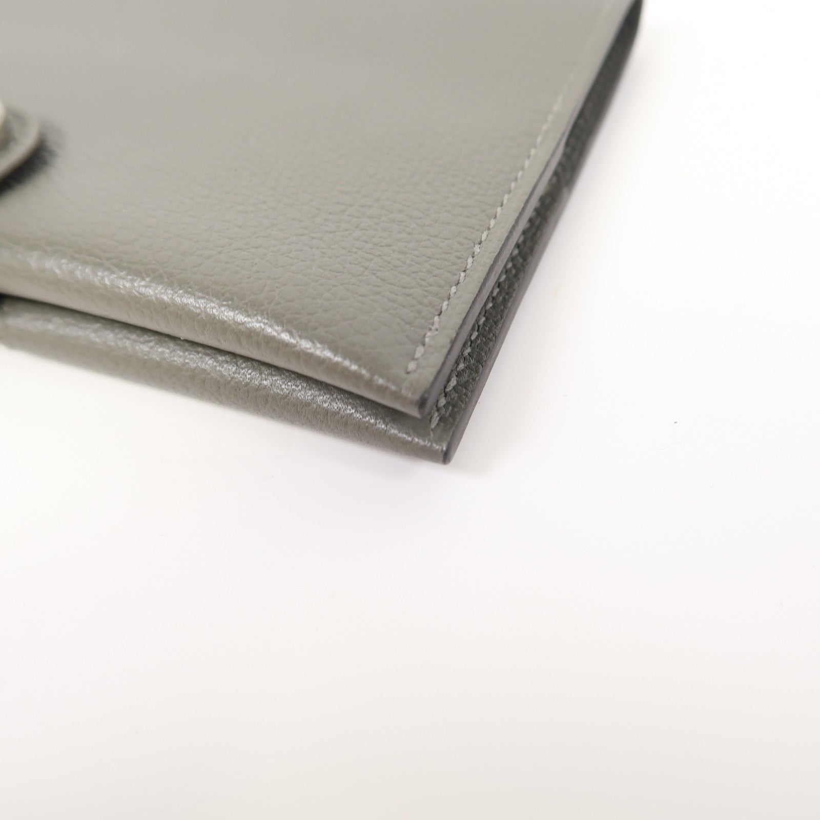 HERMES Evercolor皮革R.M.S Passport Holder銀扣護照套灰色