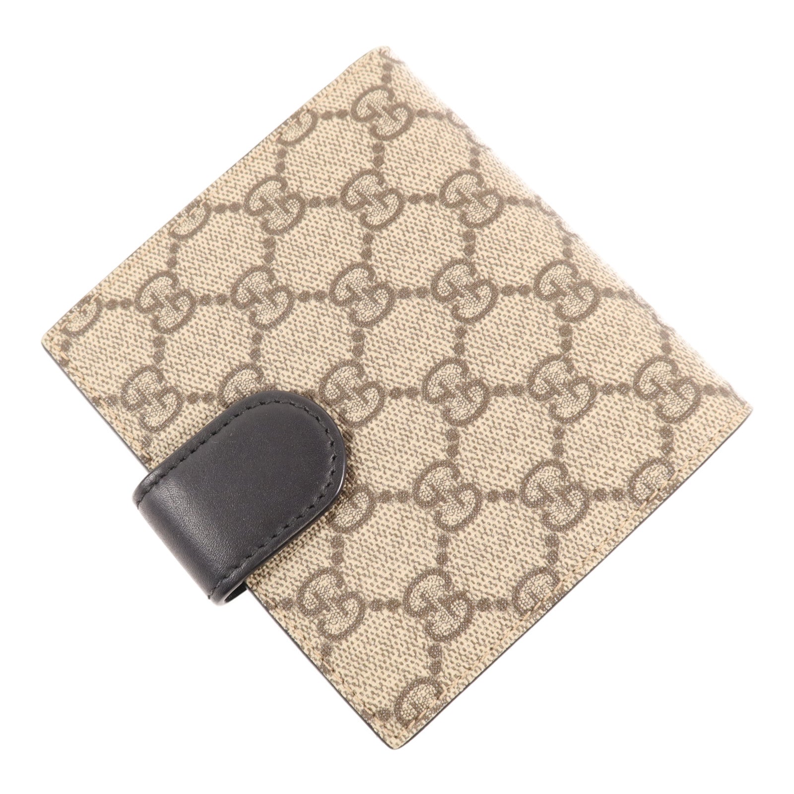 GUCCI 塗層帆布/牛皮皮革GG Supreme Wallet金扣錢包