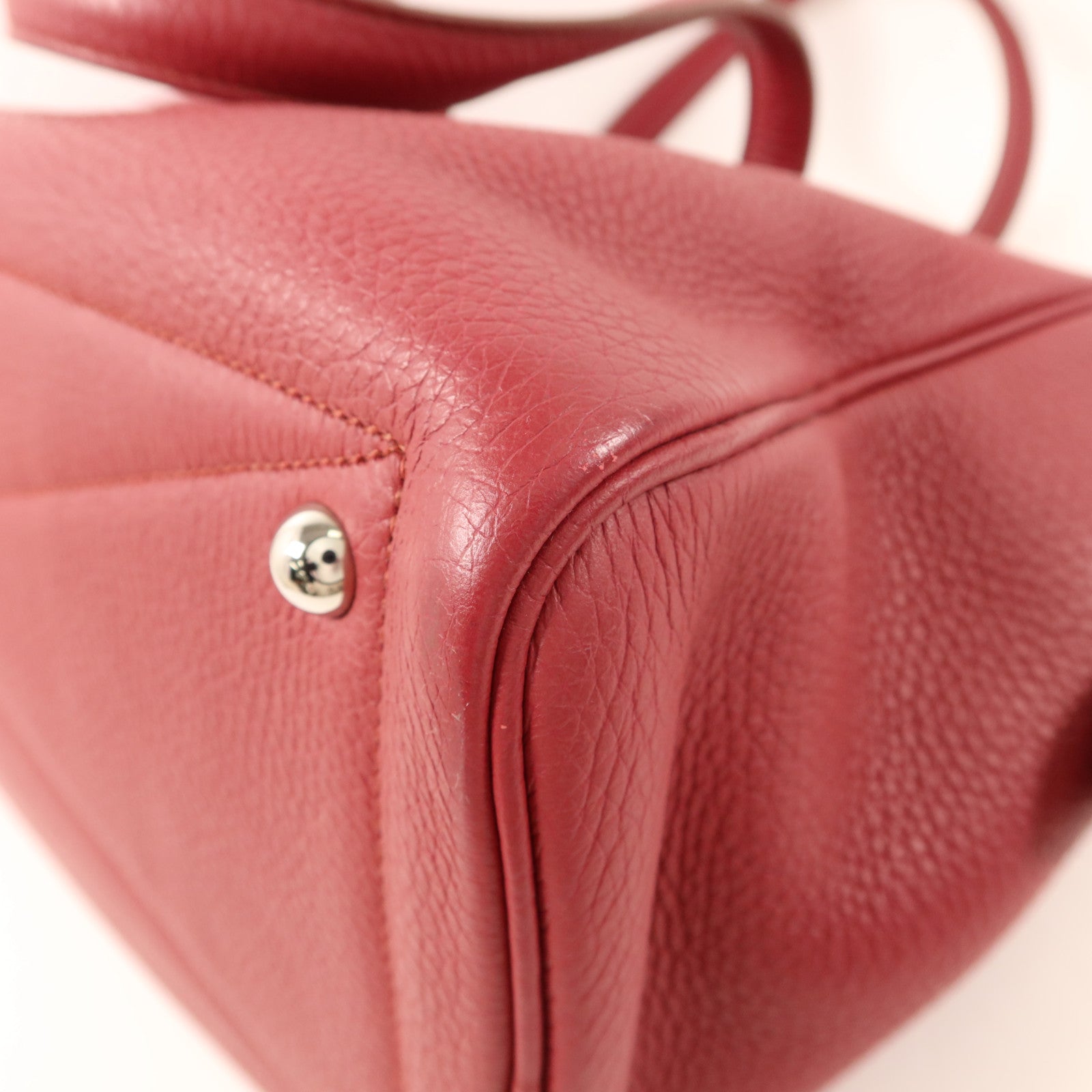 HERMES Clemence皮革Victoria銀扣手挽袋Rubis
