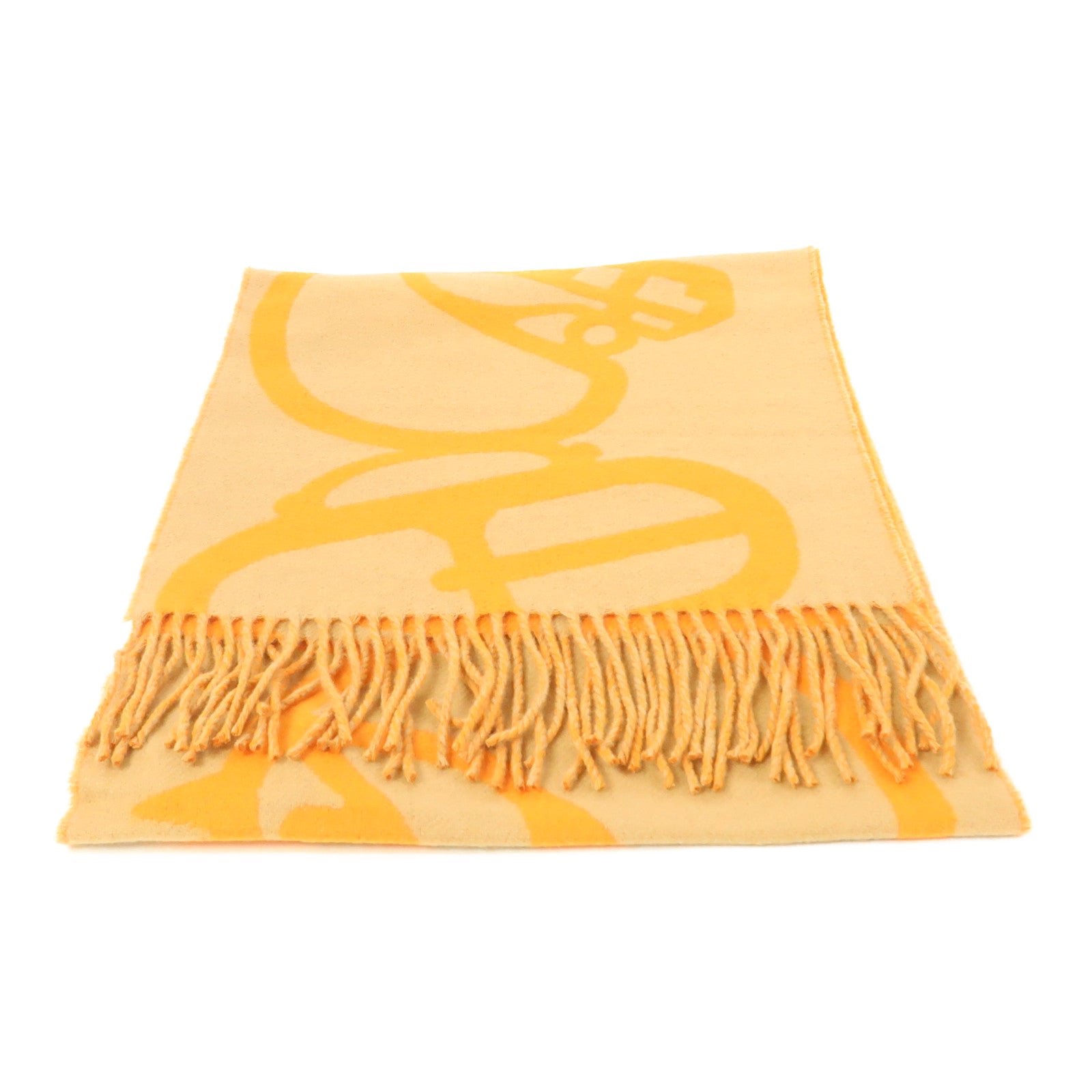 HERMES 羊絨Scarf圍巾啡色/橙色