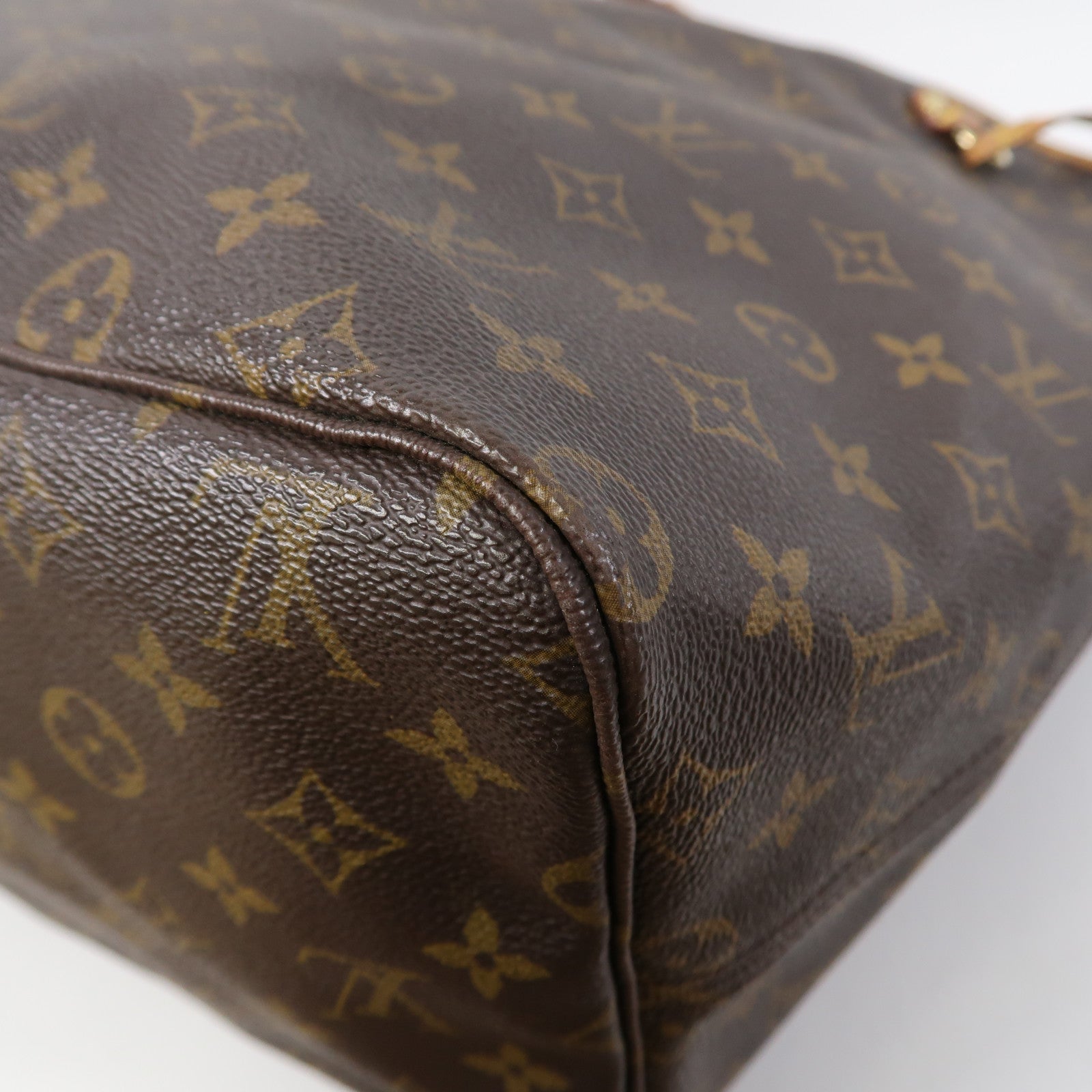 LOUIS VUITTON Monogram Neverfull GM金扣手挽袋啡色