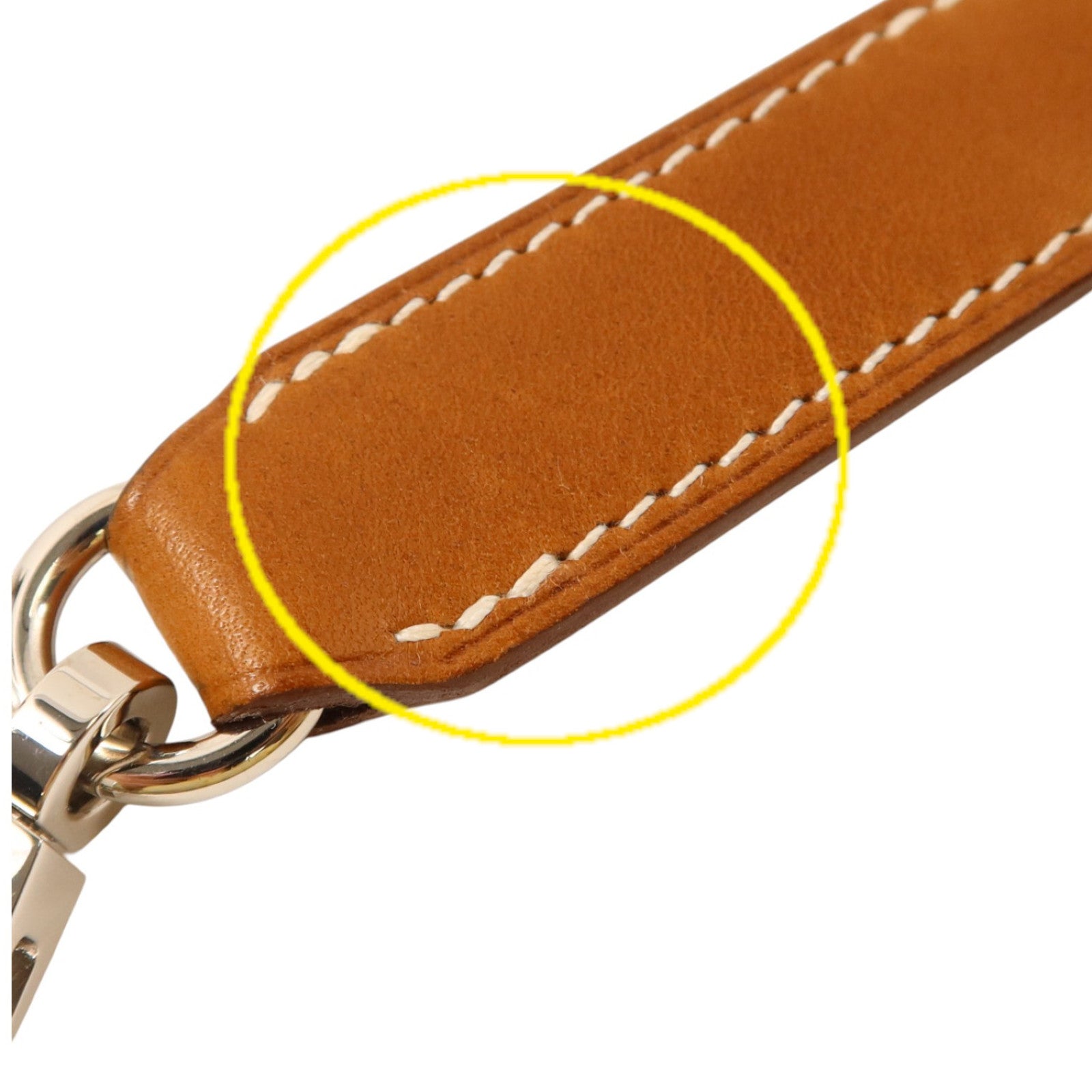 HERMES Barenia皮革Attache Soie Strap銀扣帶子Gold