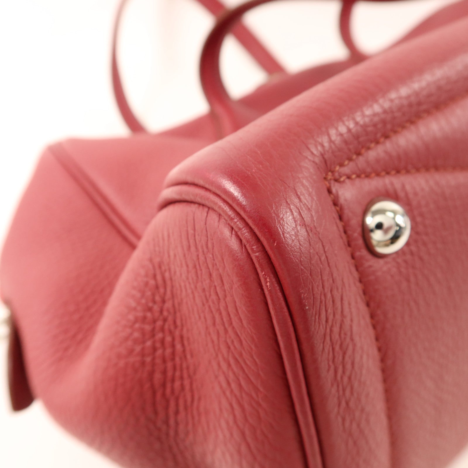 HERMES Clemence皮革Victoria銀扣手挽袋Rubis