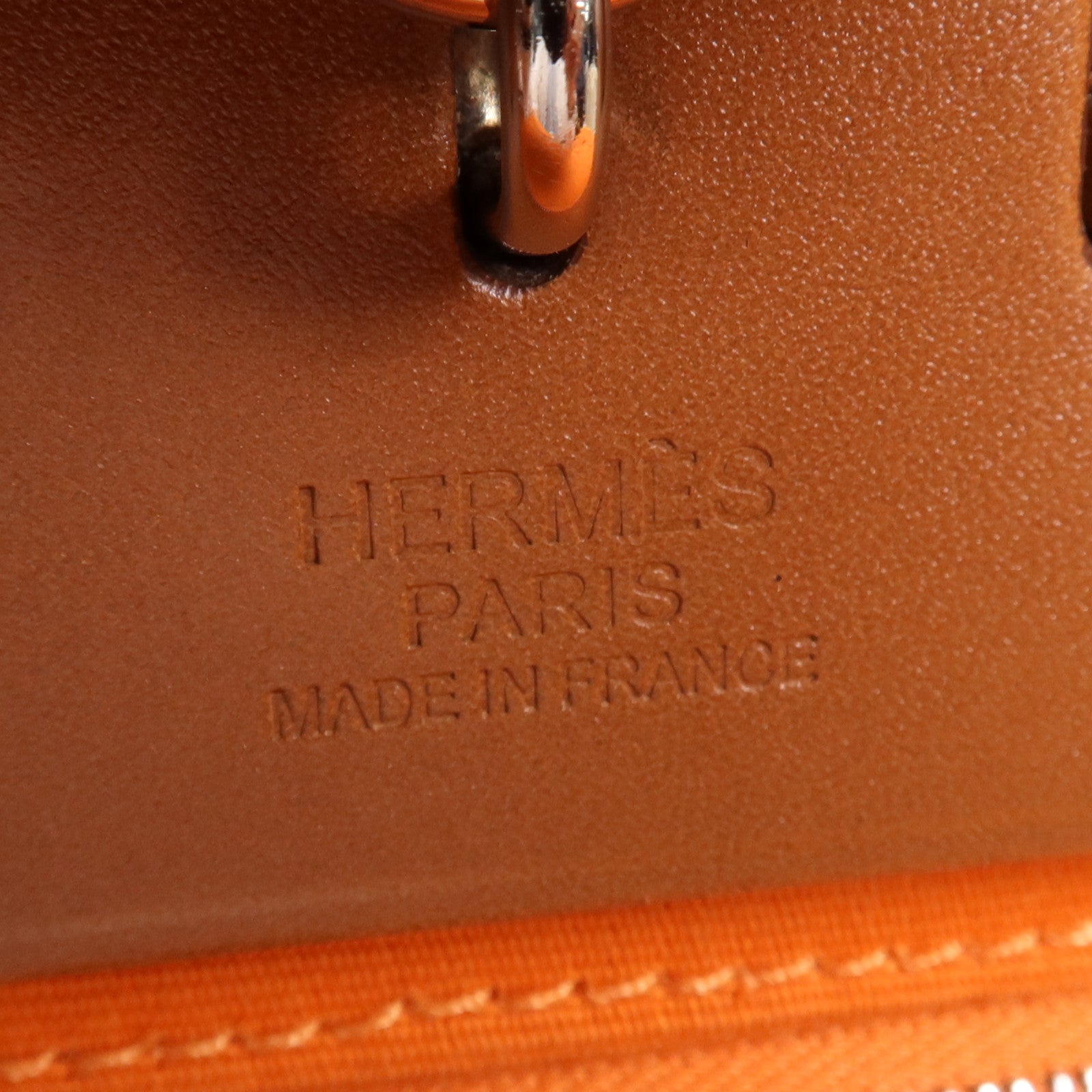 HERMES 帆布Herbag PM銀扣手挽肩背兩用袋Feu