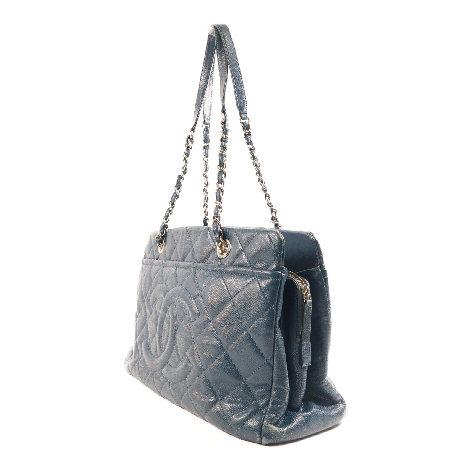 CHANEL 牛皮皮革Shoulder Bag銀扣肩背袋