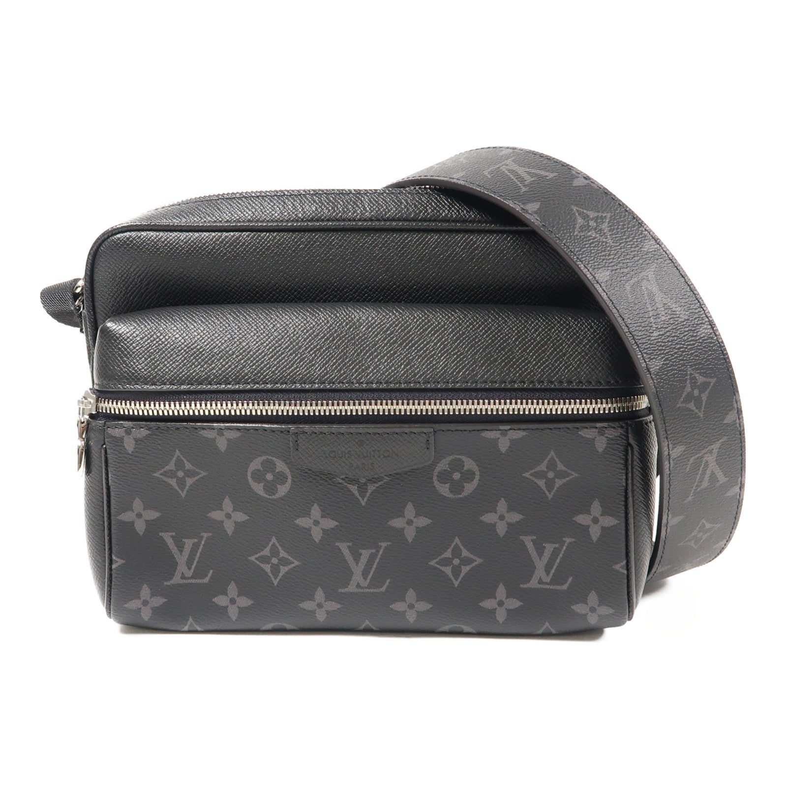 LOUIS VUITTON Monogram Eclipse/Taiga Outdoor Messenger銀扣肩背袋/斜挎包