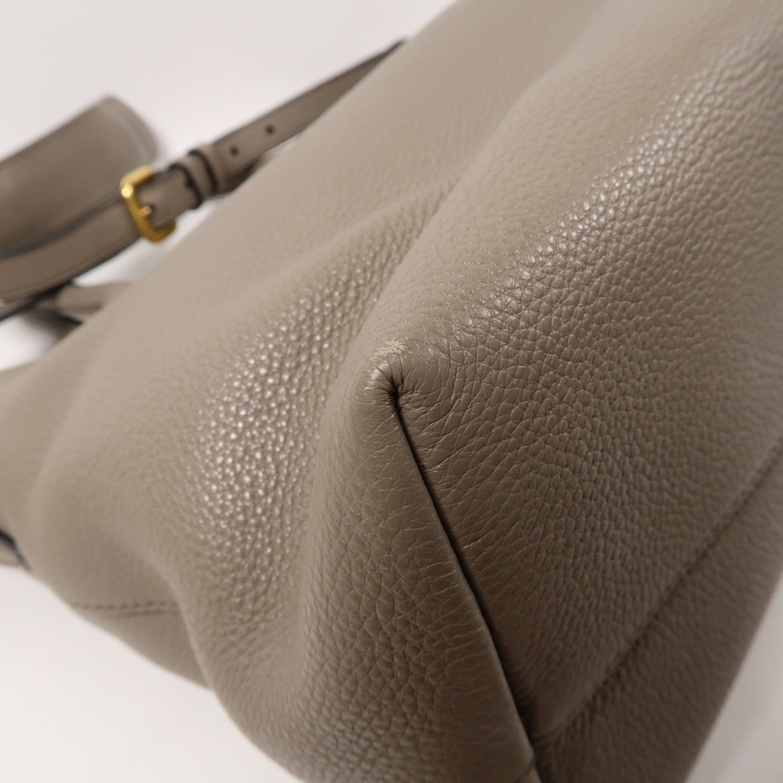PRADA 皮革2 Way Shoulder金扣手挽肩背兩用袋啡色