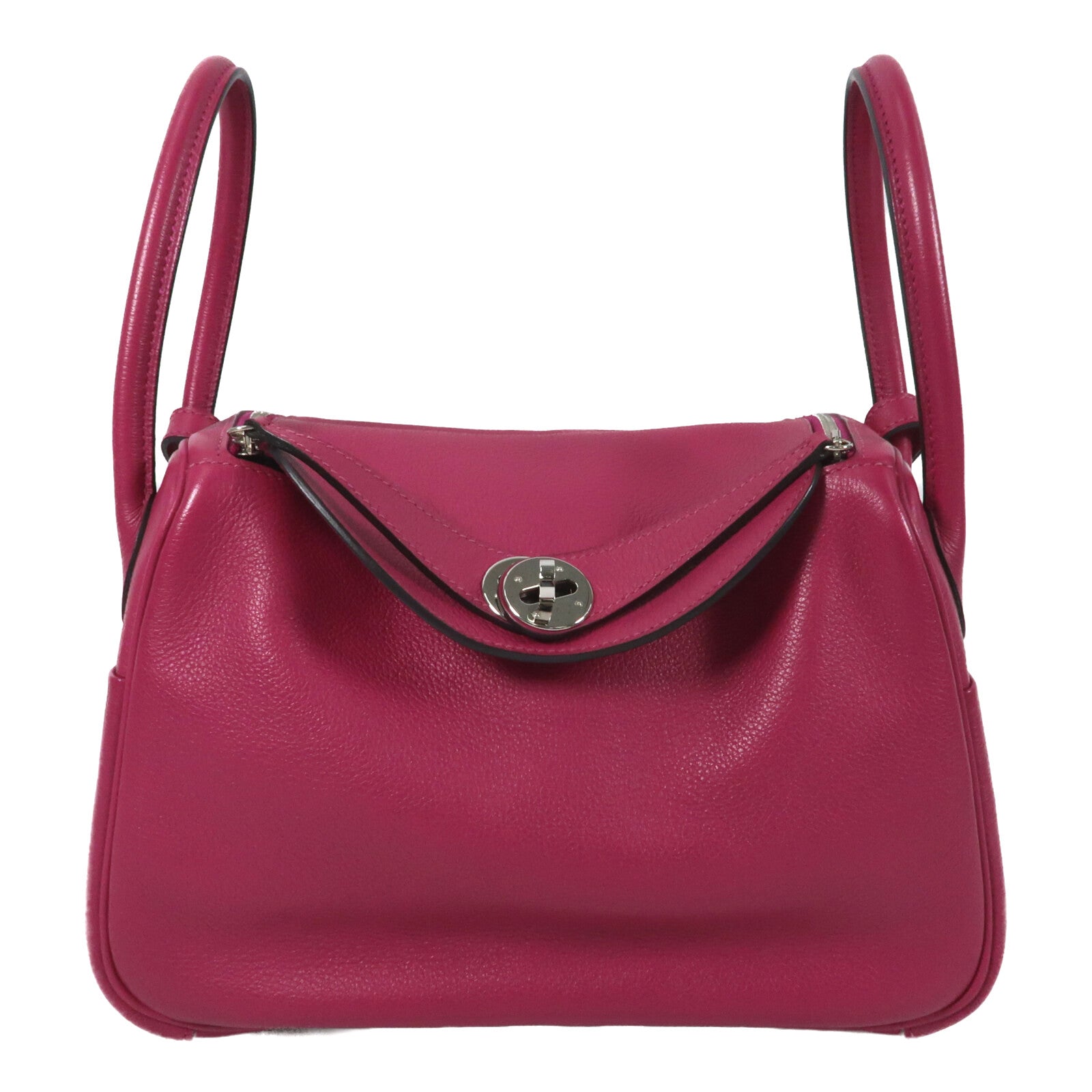 HERMES Evercolor皮革Lindy 26銀扣肩背袋Rose Purple