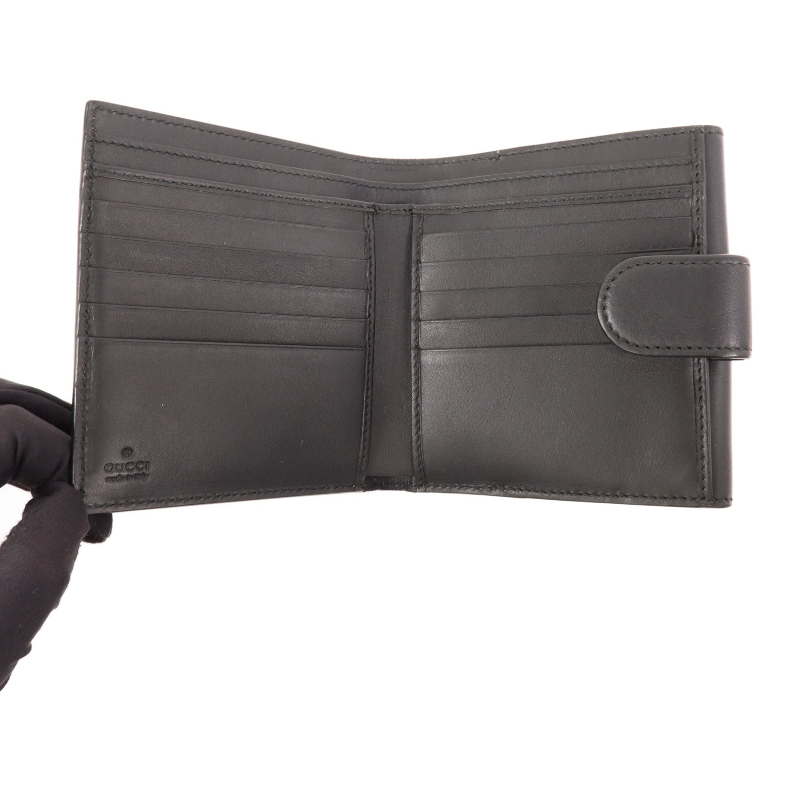 GUCCI 塗層帆布/牛皮皮革GG Supreme Wallet金扣錢包