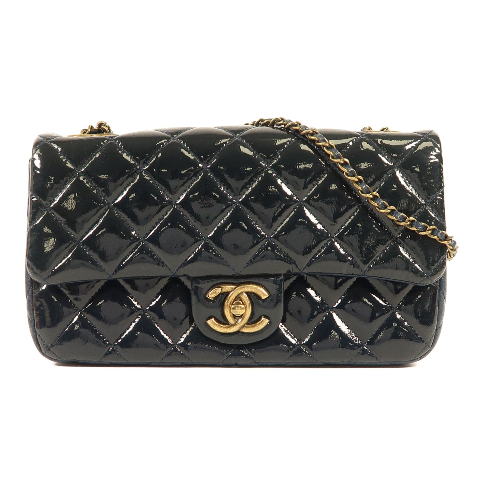 CHANEL 漆皮皮革Chain Shoulder鏈帶肩背袋